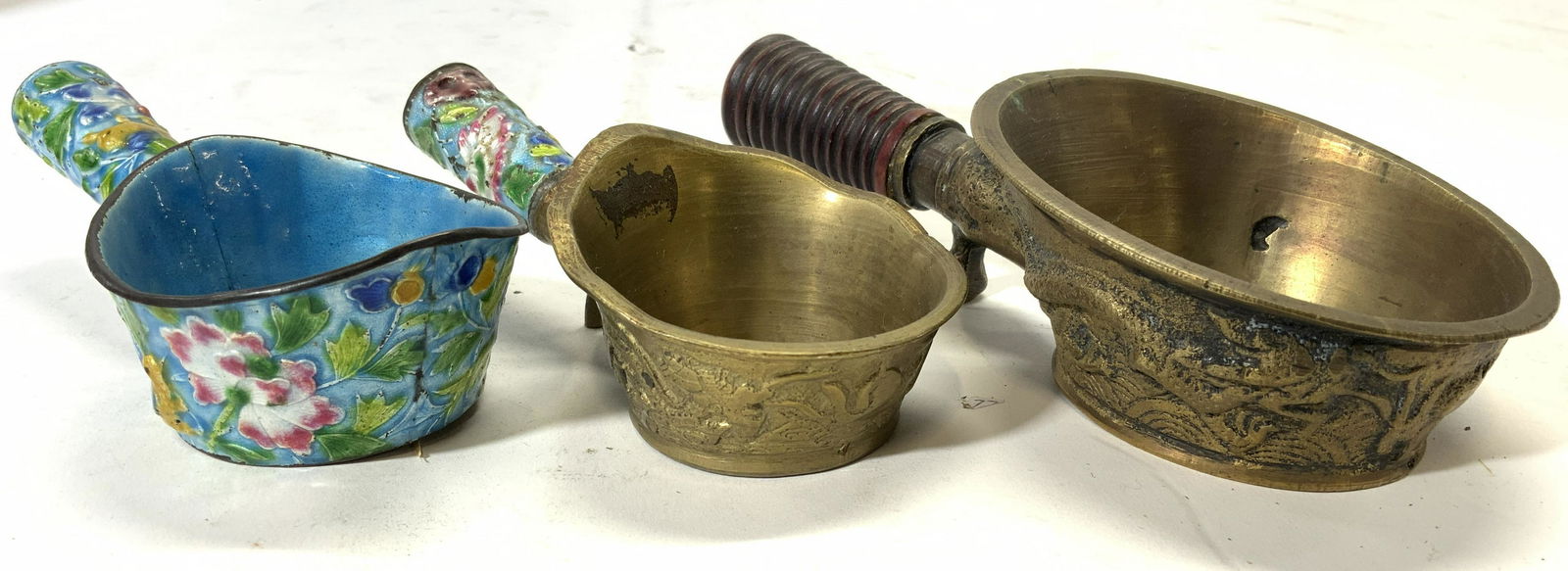 Lot 3 Asian Enamel & Brass Silk Iron (1 of 10)