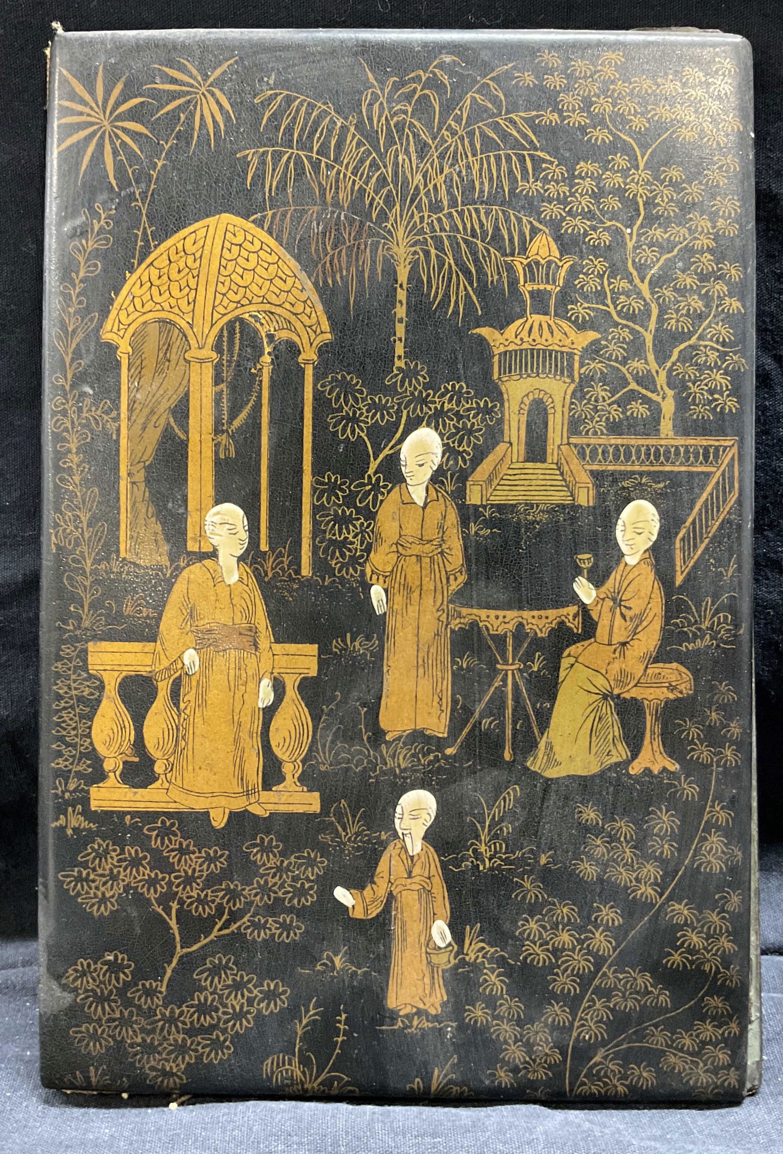 Asian Lacquered Wooden Panel Artwork (1 of 4)