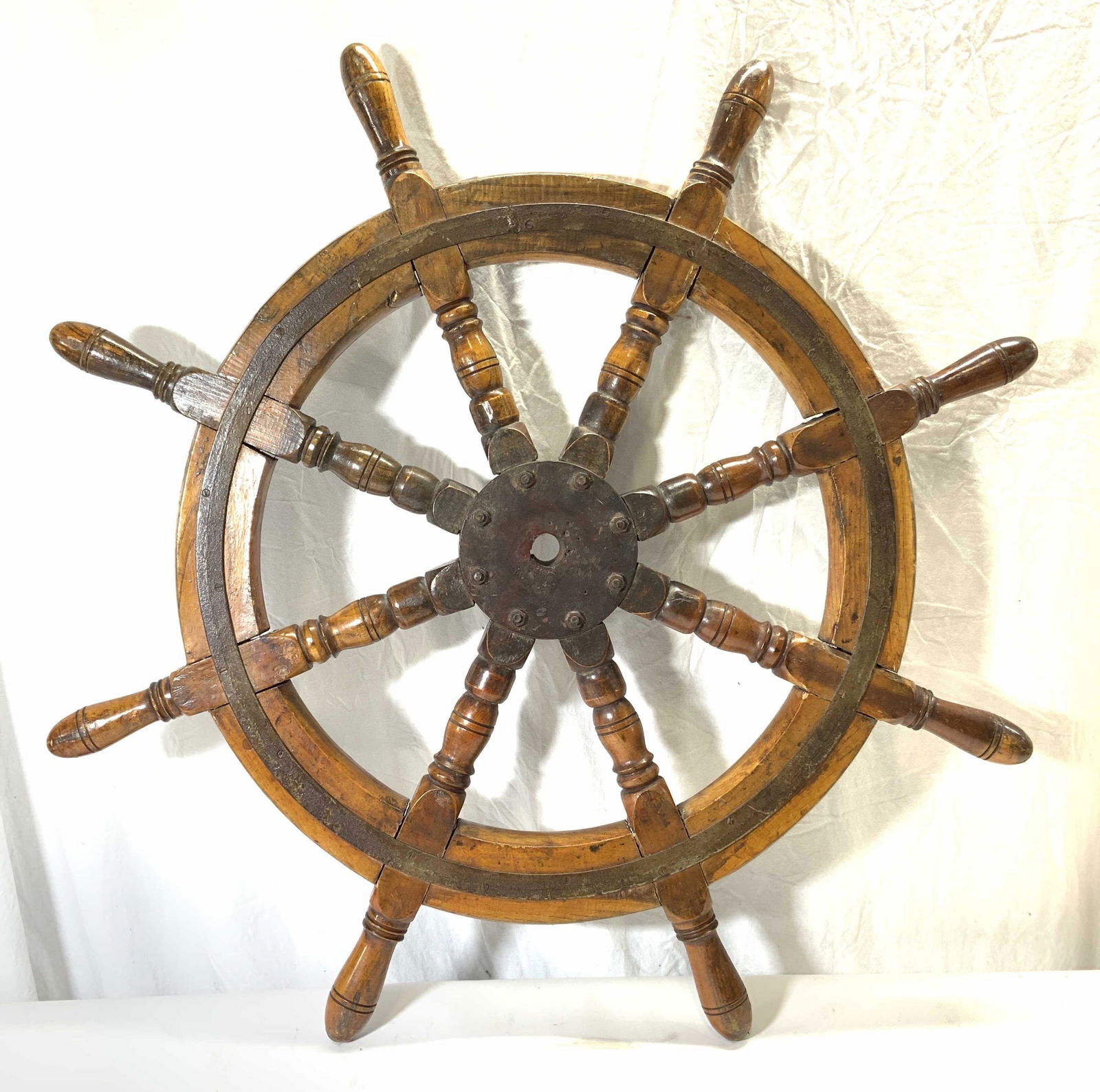 Antique Carved Wooden Ships Wheel (1 of 8)