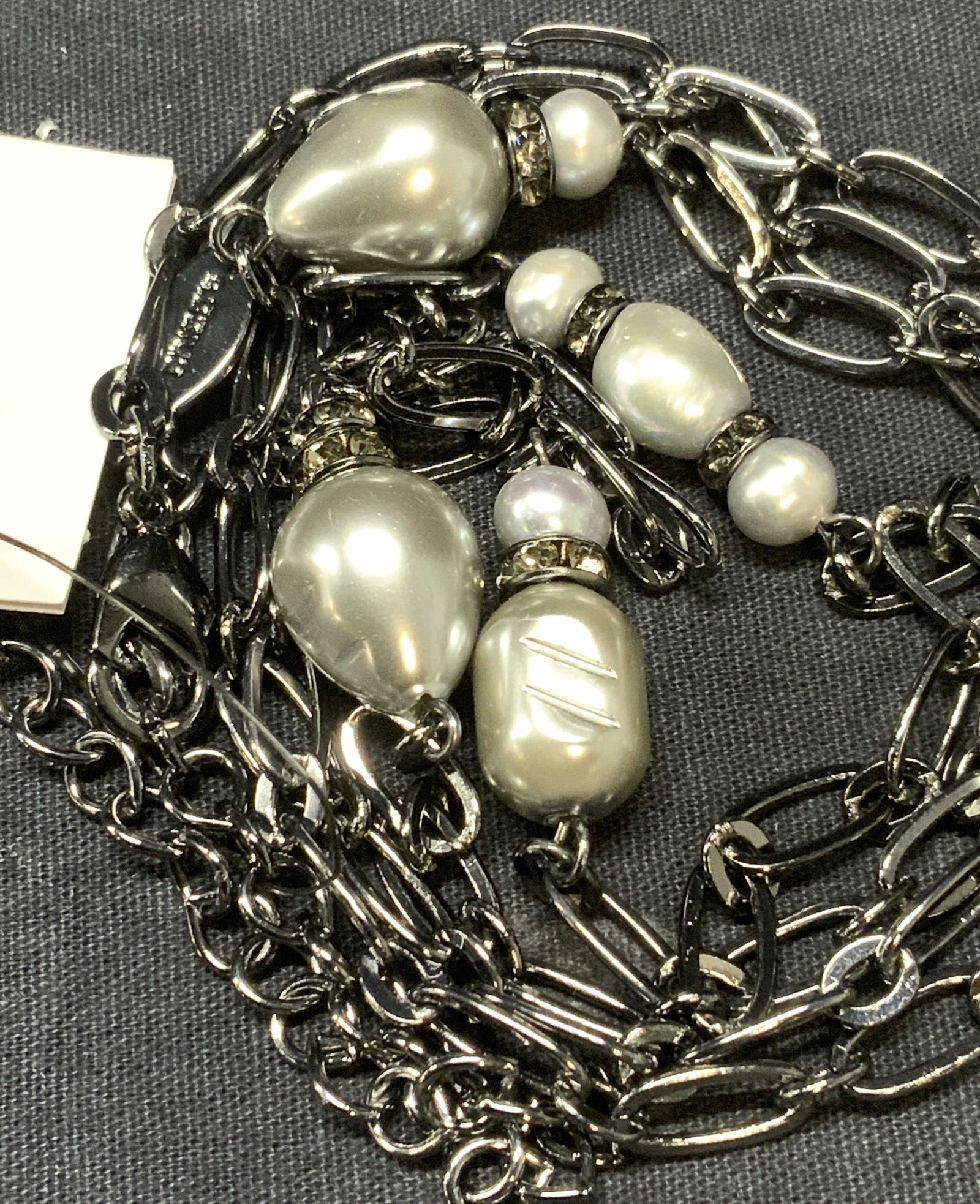 CHICOS Grey Pearlescent Necklace NWT (1 of 4)