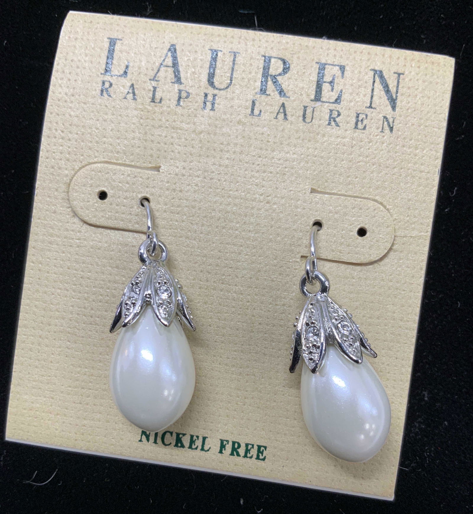 Ralph Lauren Costume Pearl Dangle Earrings, NWT (1 of 2)