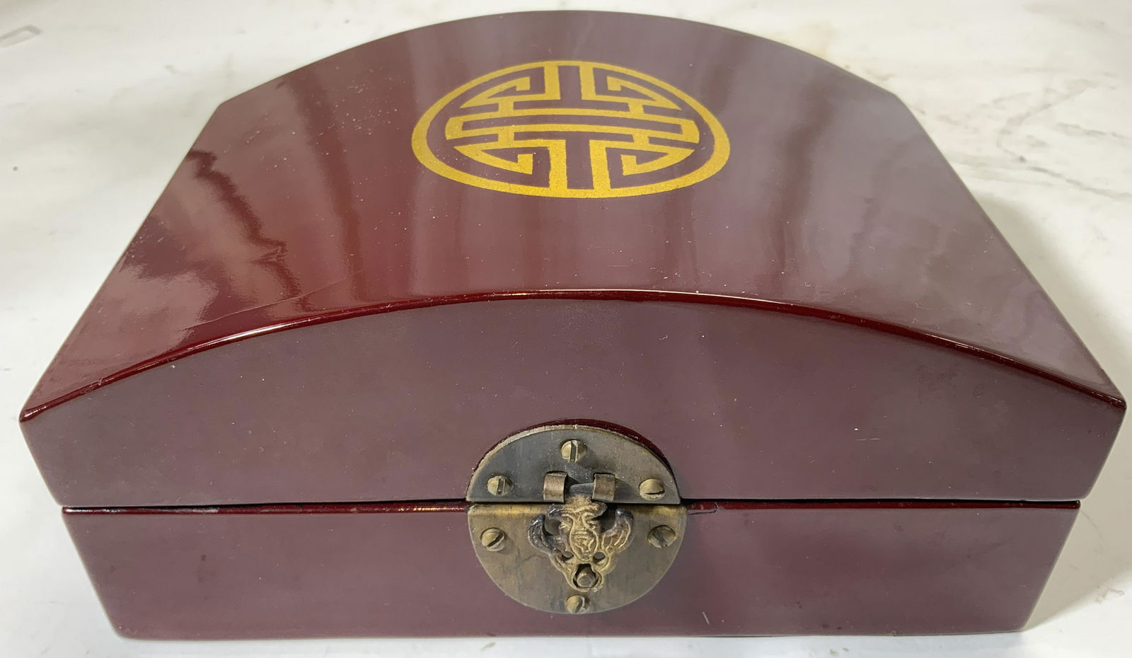 Lacquered Asian Keepsake Box W Hinged Lid (1 of 9)