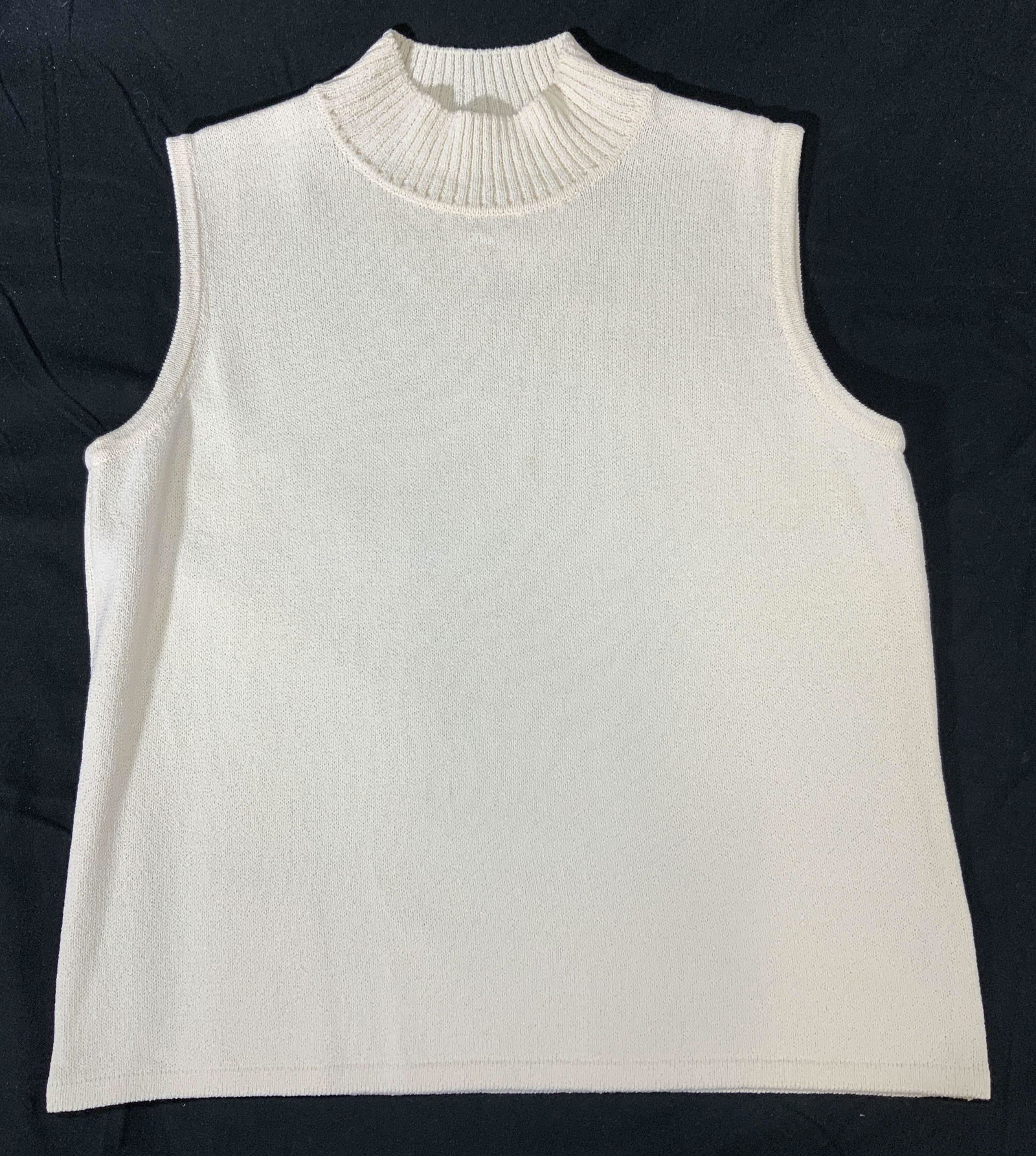 ST JOHN Cream Sleeveless Mock Neck Knit Top (1 of 4)