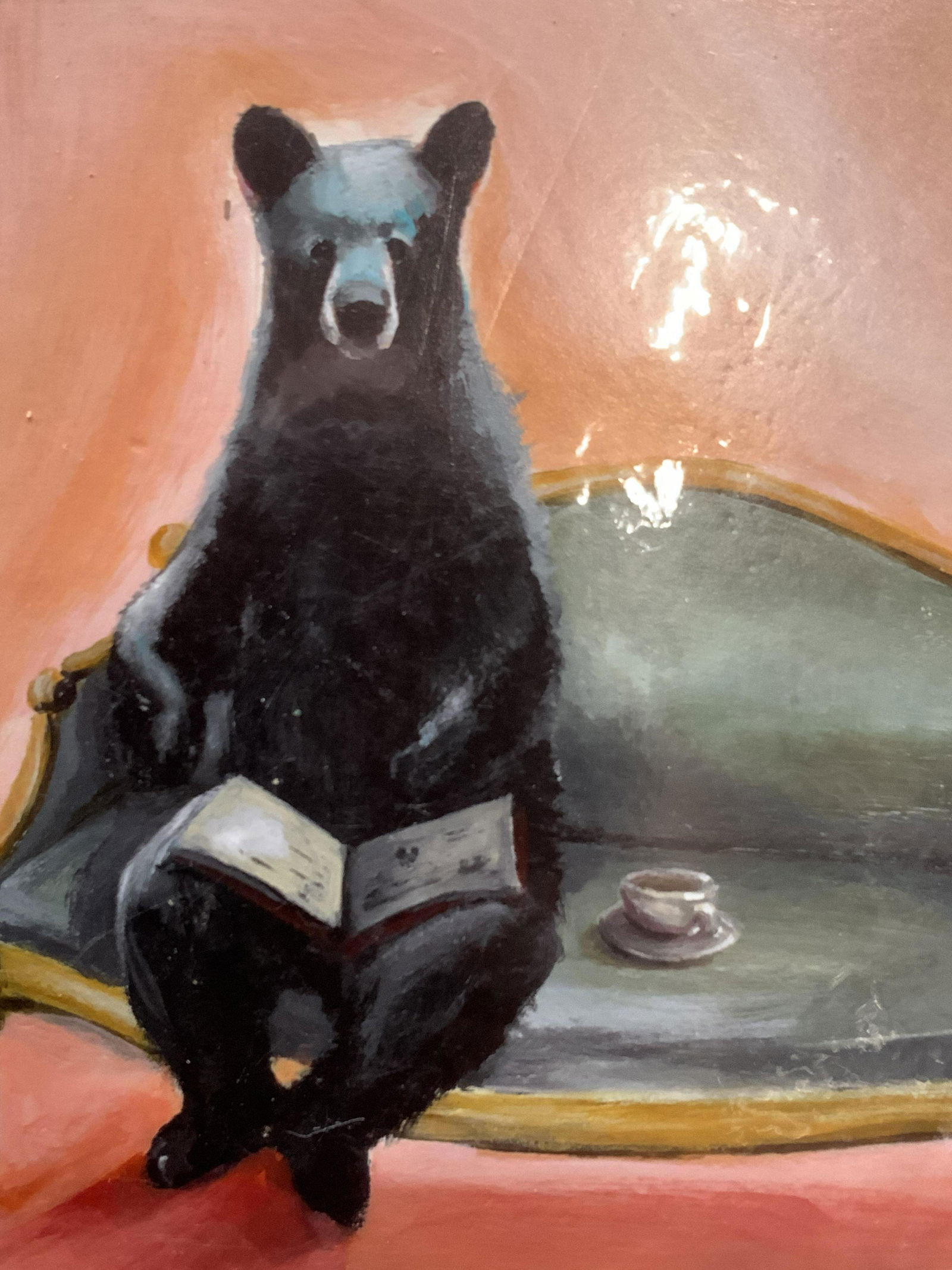 BYRON Black Bear Reading A Book Lithograph (1 of 6)