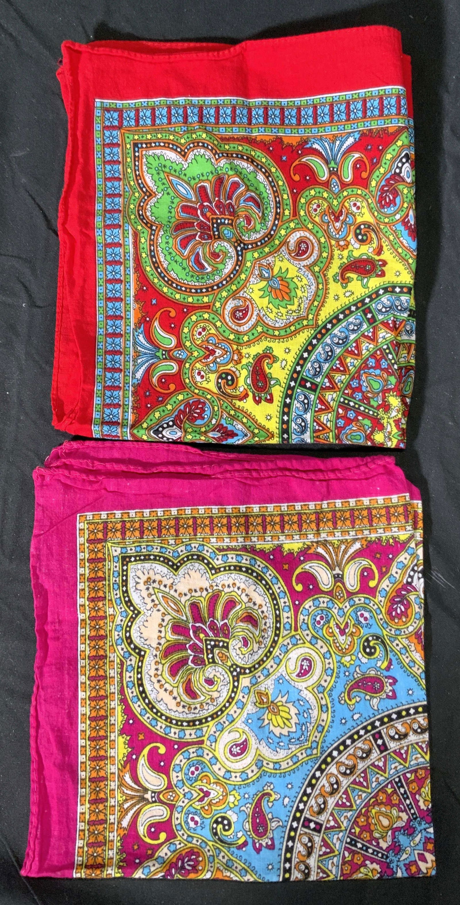 Lot 2 Pink & Red Paisley Print Bandanas (1 of 7)