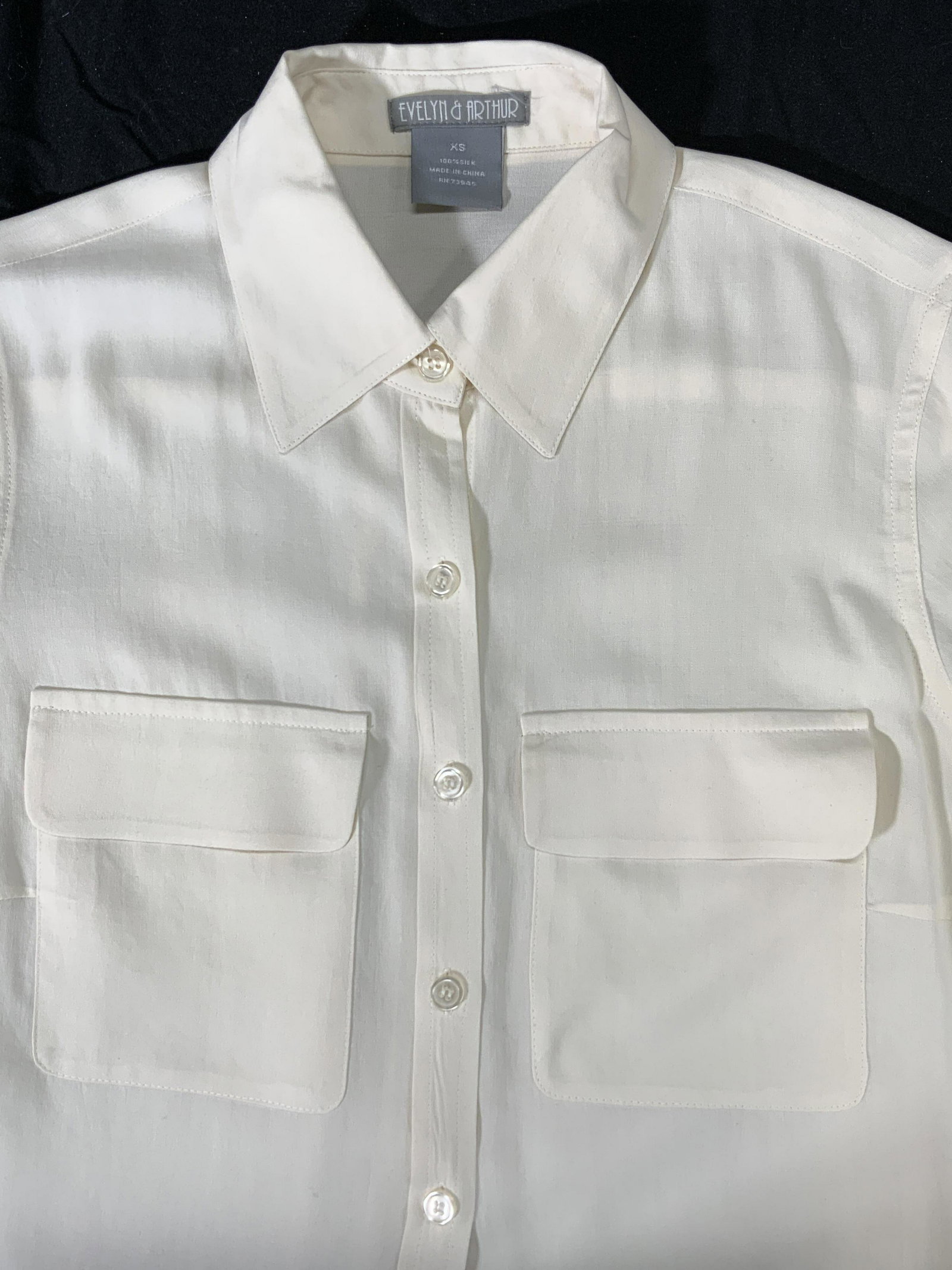 EVELYN & ARTHUR Cream Silk Button Up Shirt (1 of 5)