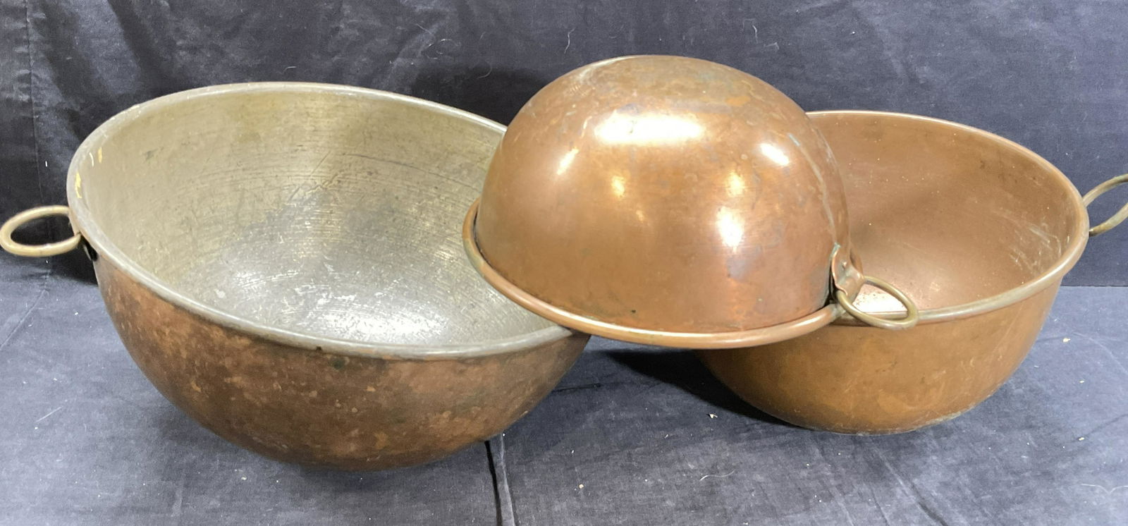 Lot 3 Vintage Copper Mixing Bowls (1 of 4)
