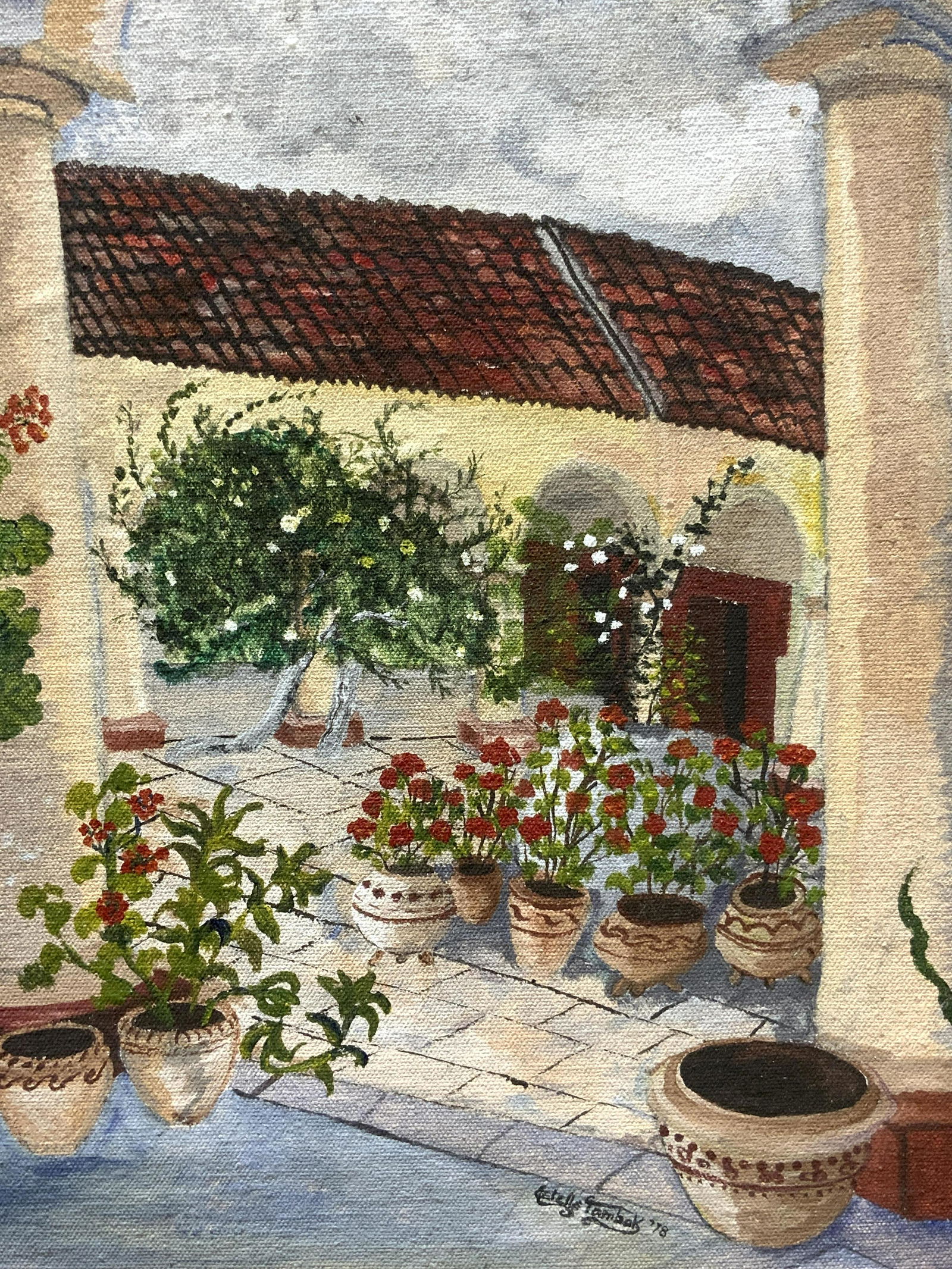 ESTELLE TAMBAK Vintage Acrylic on Canvas Painting (1 of 6)