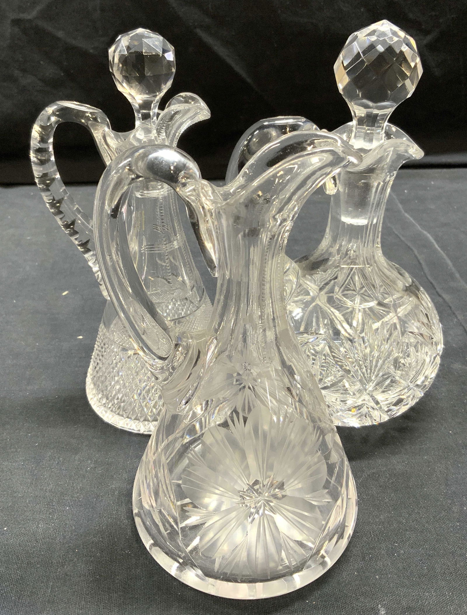 Lot 3 Cut Crystal Ewers W Stoppers (1 of 8)