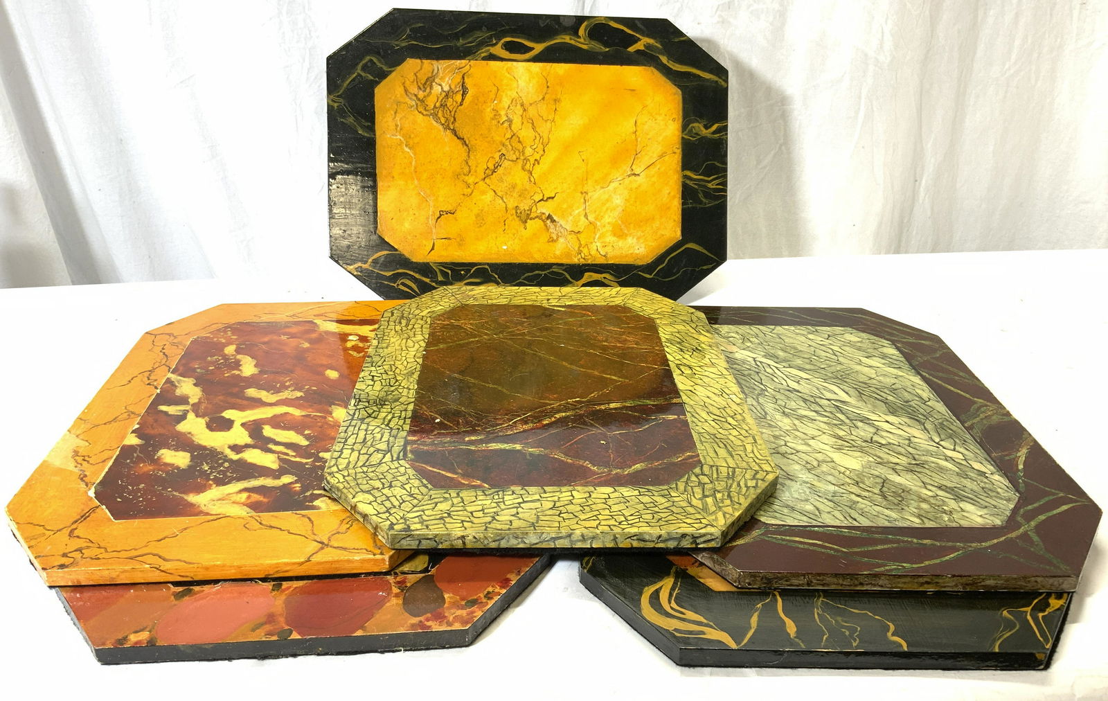 Lot 6 Assorted Painted Wooden Placemats (1 of 7)