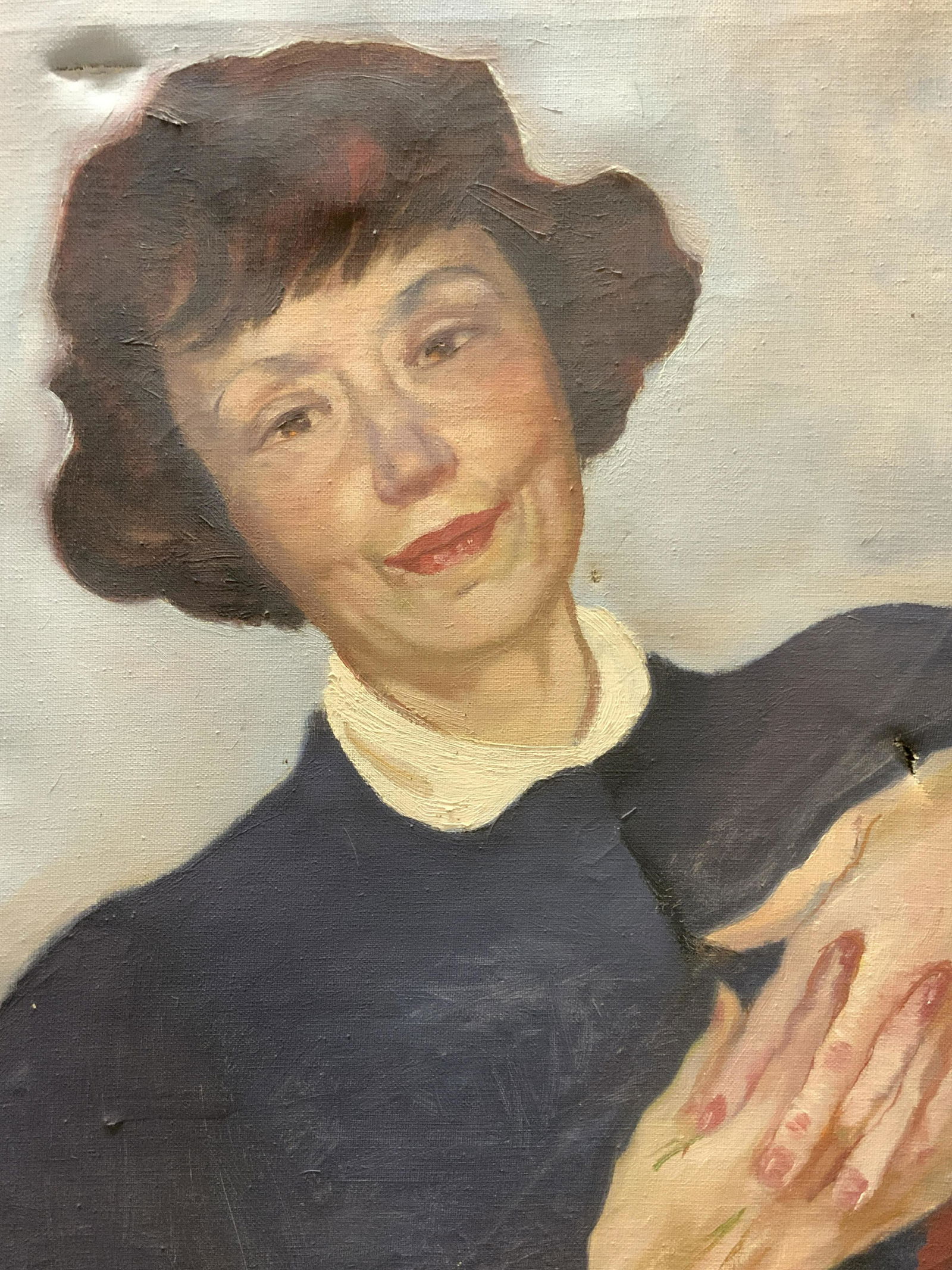 Oil on Canvas Vintage Portrait of Woman (1 of 5)