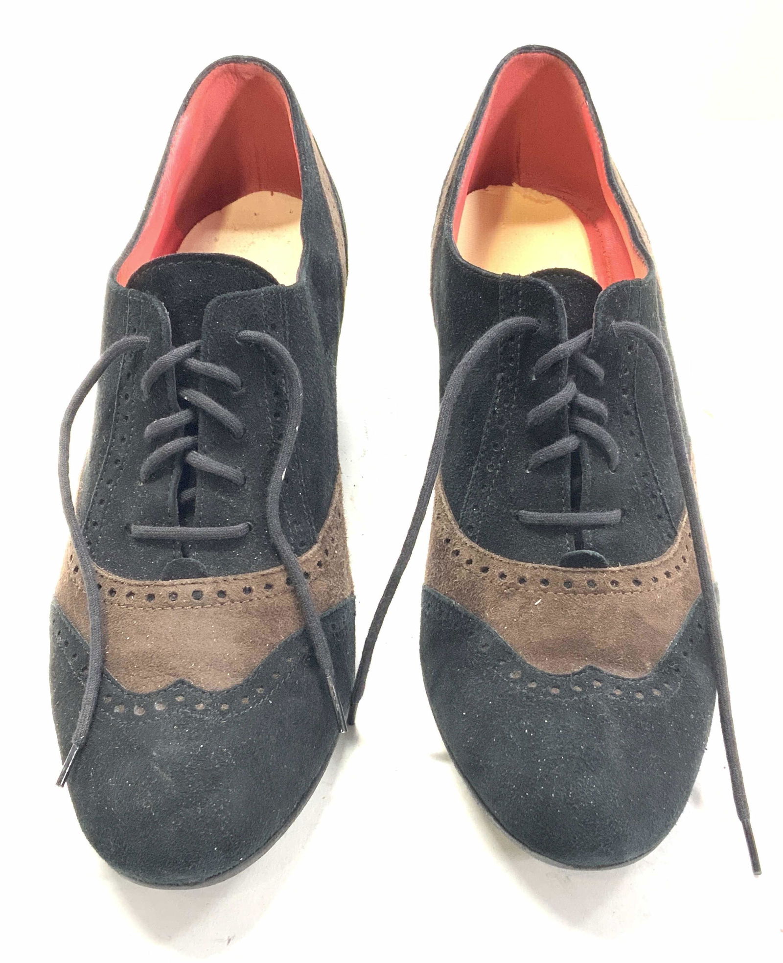 PAS OLE ROUGE Black & Brown Suede Oxford Heels (1 of 6)