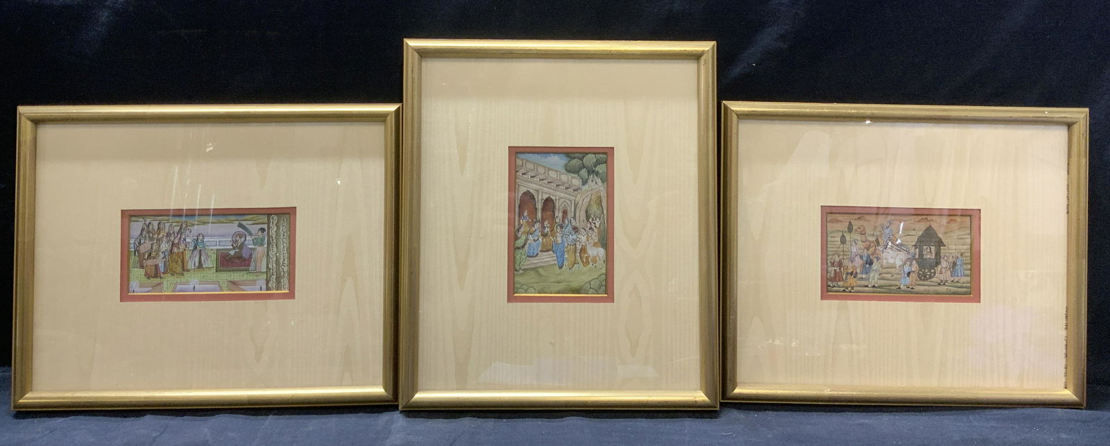 Lot of 3 Hand Painted Indian Miniature Paintings (1 of 5)