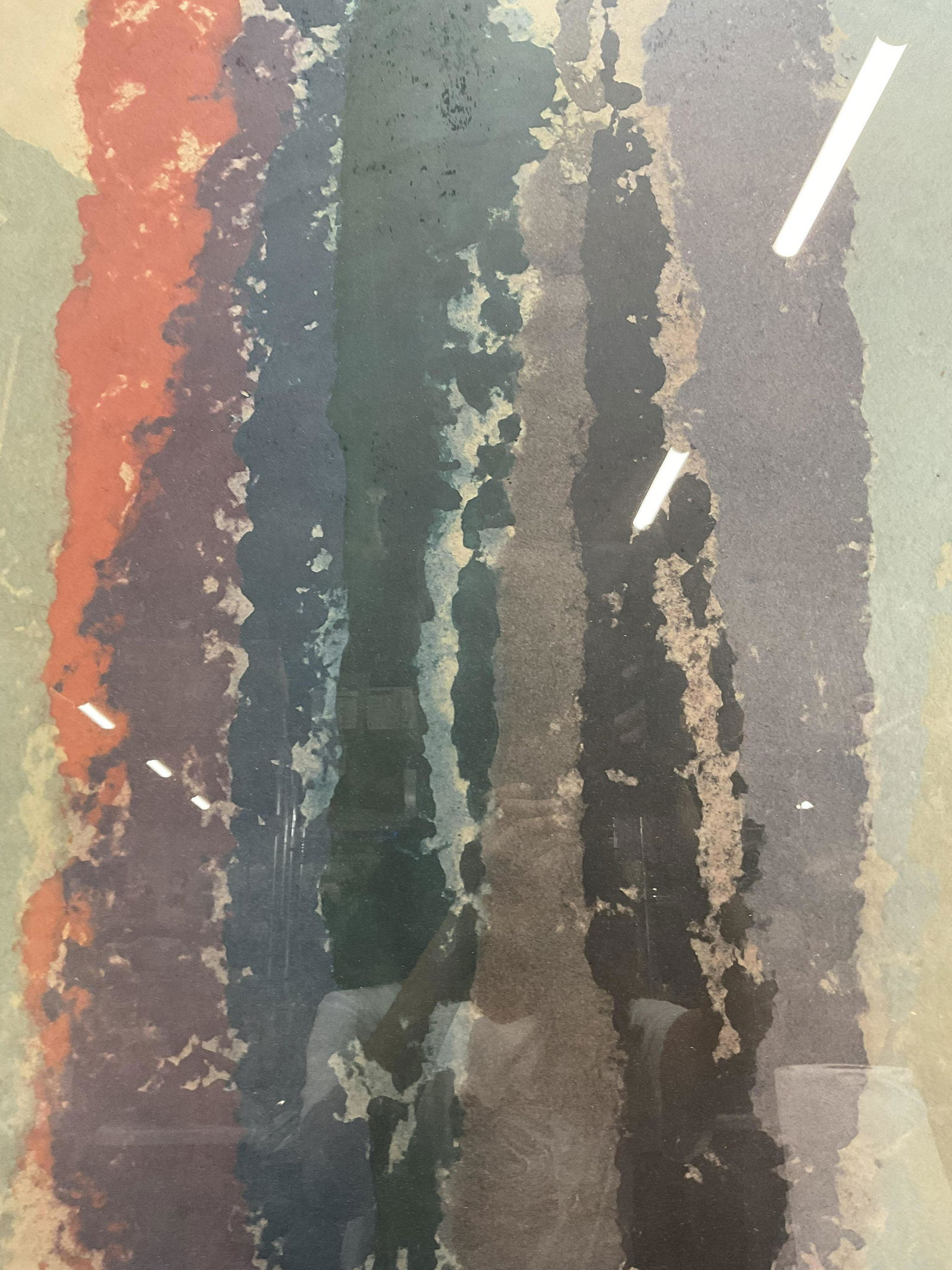 Vintage FREIDEL DZUBAS Gallery Poster: Vintage FREIDEL DZUBAS Gallery Poster, inscriptions reads ‘Thomas Segal Gallery’, ‘Friedel DZUBAS Handmade Paper Paintings’, ‘January 9 through February 10, 1982’, subject vertical washes