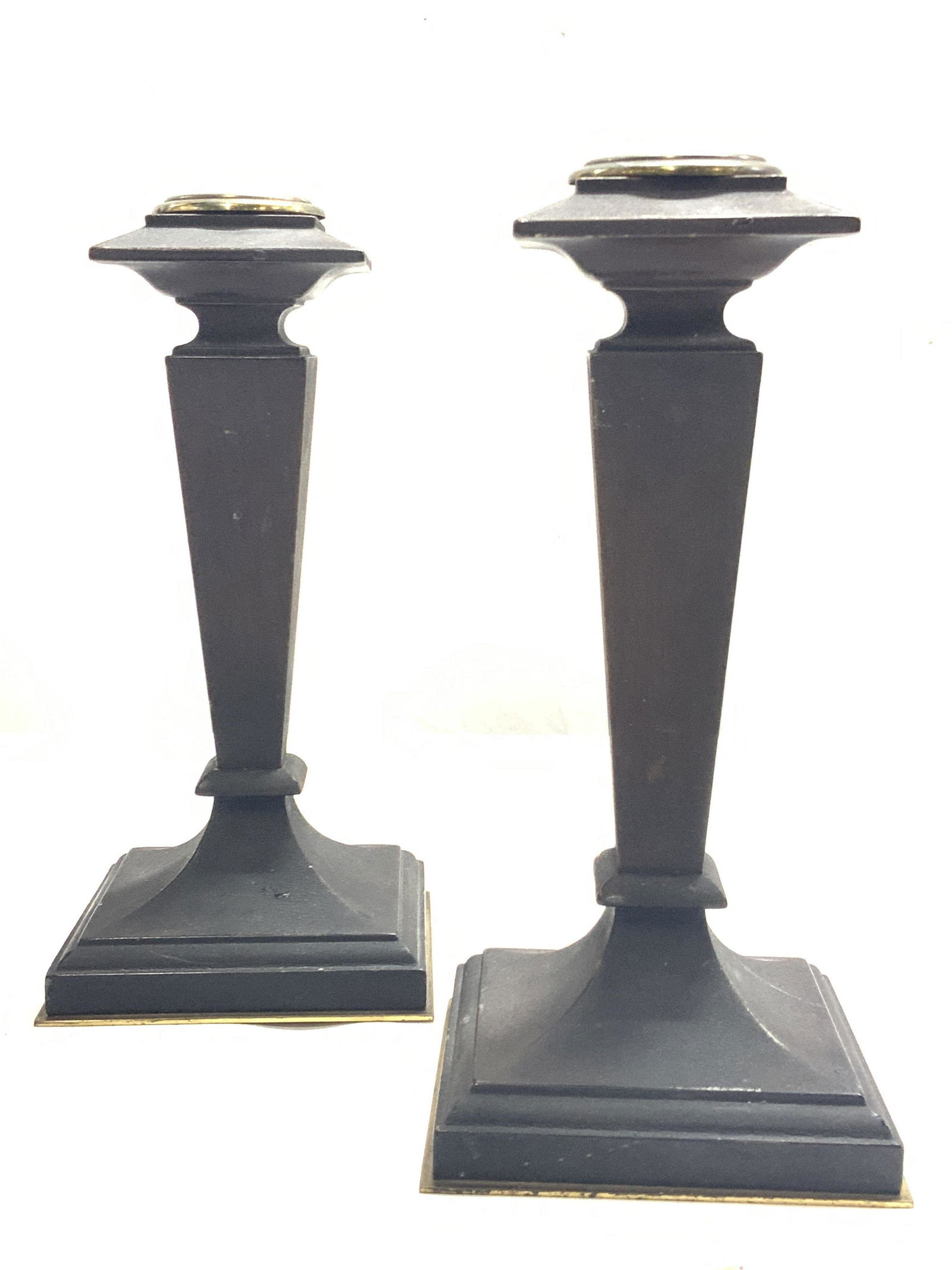 2 Vintage Wooden & Brass Candle Holders (1 of 6)