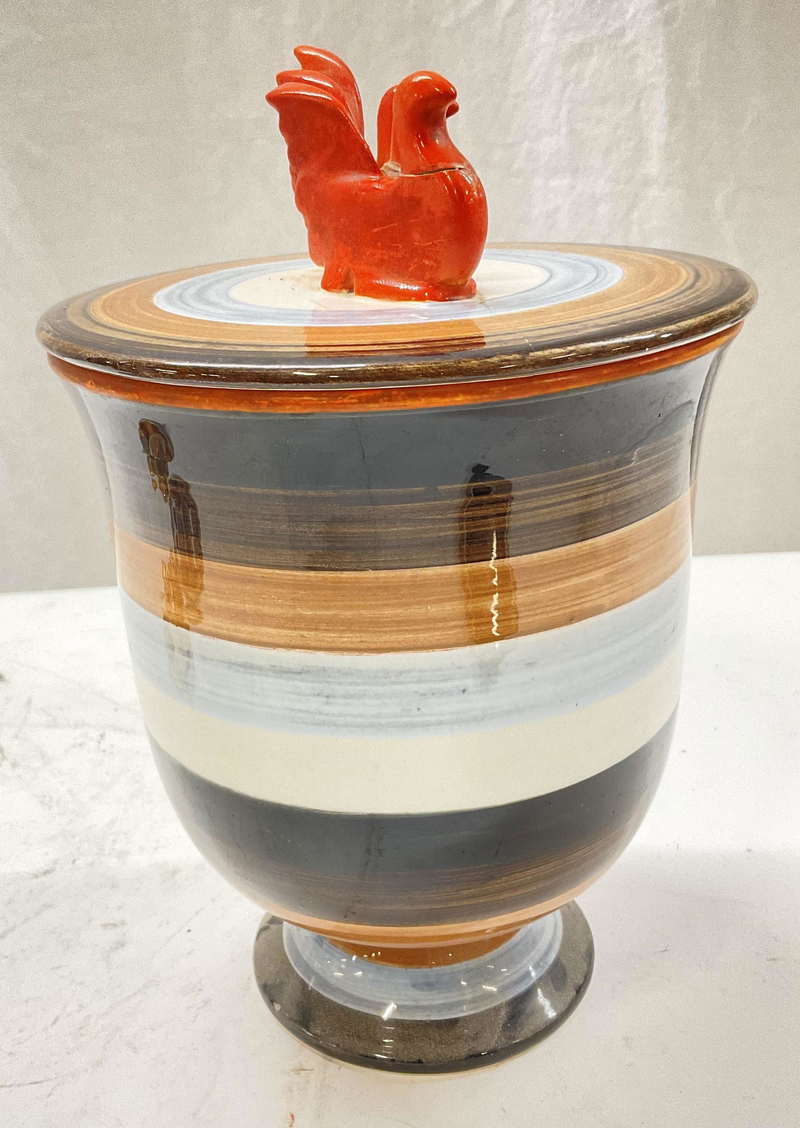 Lenci Signed Ceramic Lidded Vessel, Italy (1 of 5)