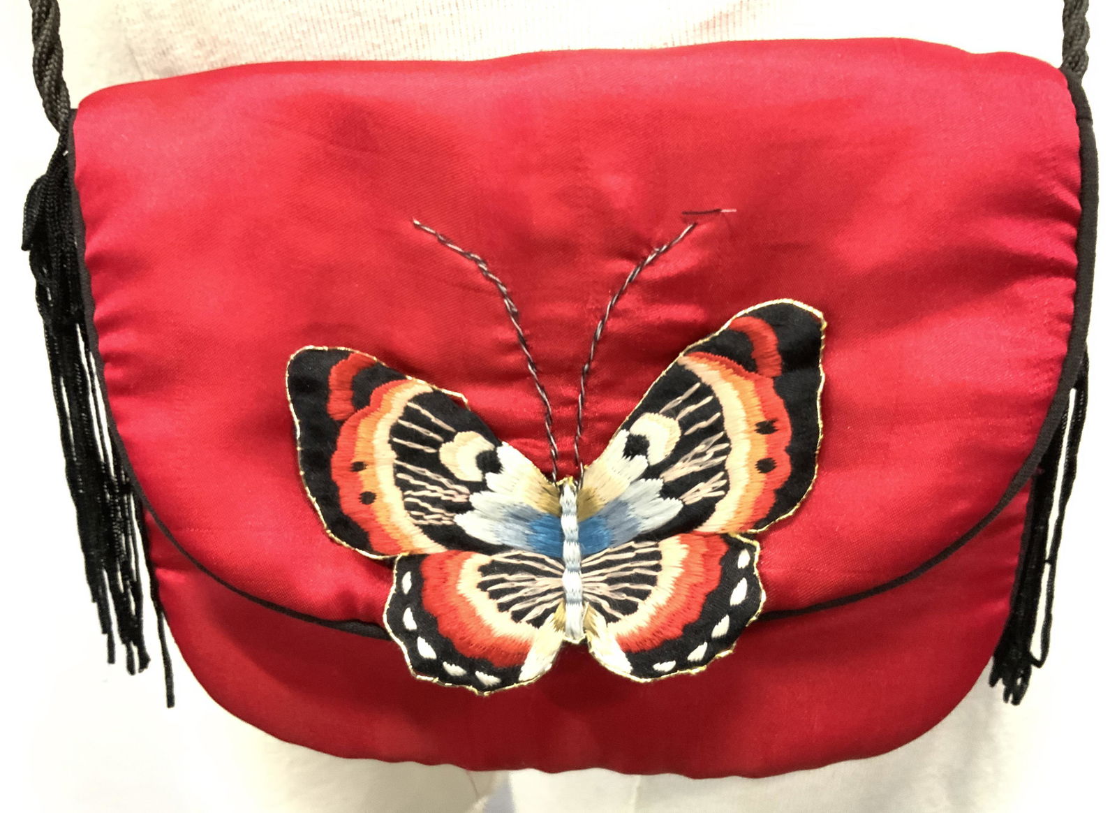 Asian Crossbody Purse w Embroidered Butterfly (1 of 7)