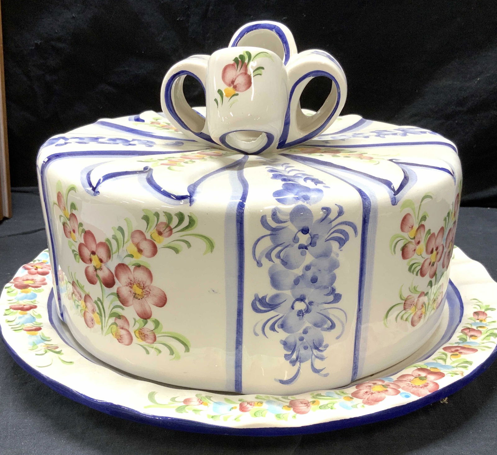 SALUSTRO Hand Painted 2 Pc Cake Plate Portugal (1 of 6)