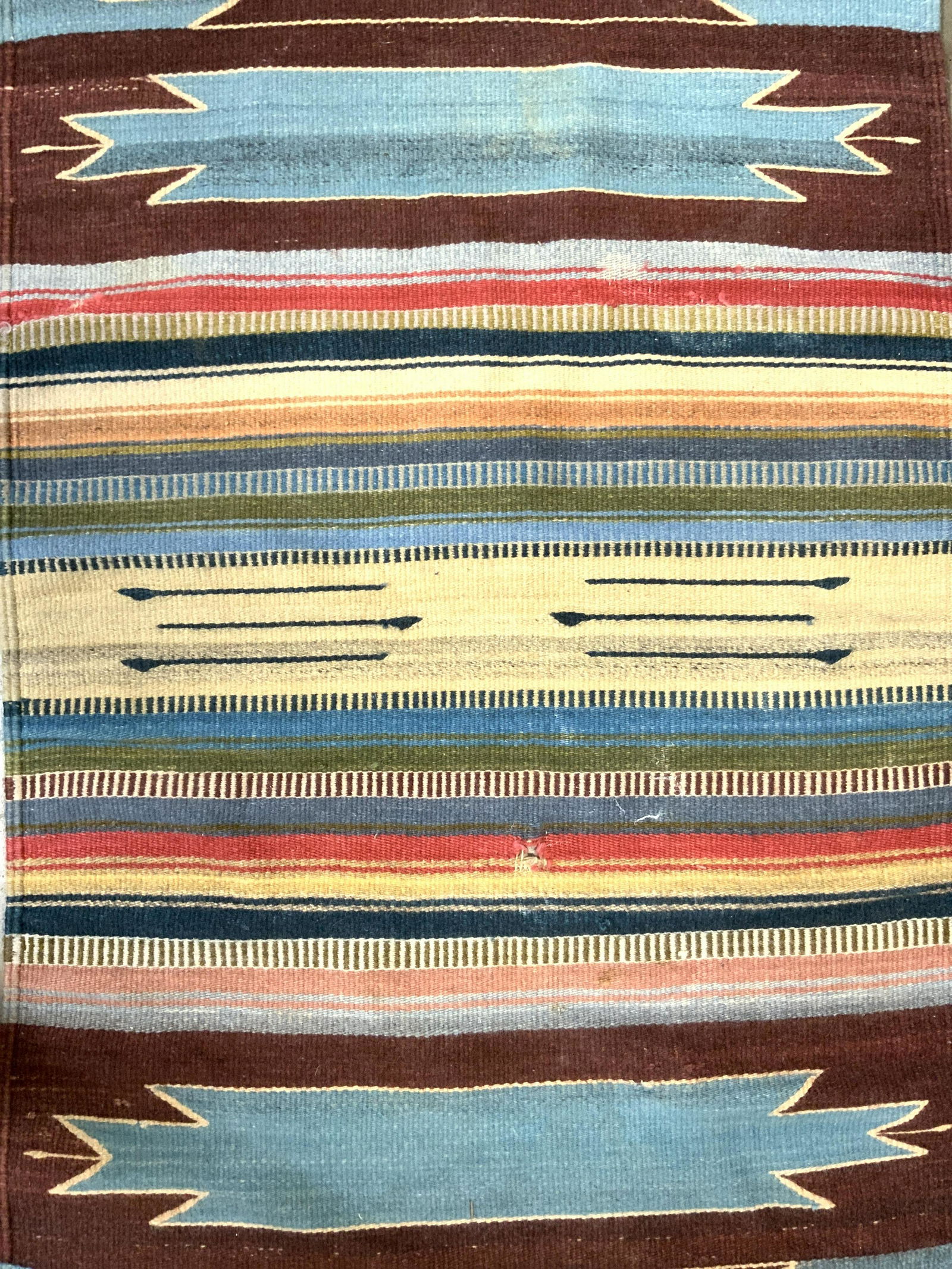 Vintage Handmade Navajo Style Fringed Wool Rug (1 of 7)