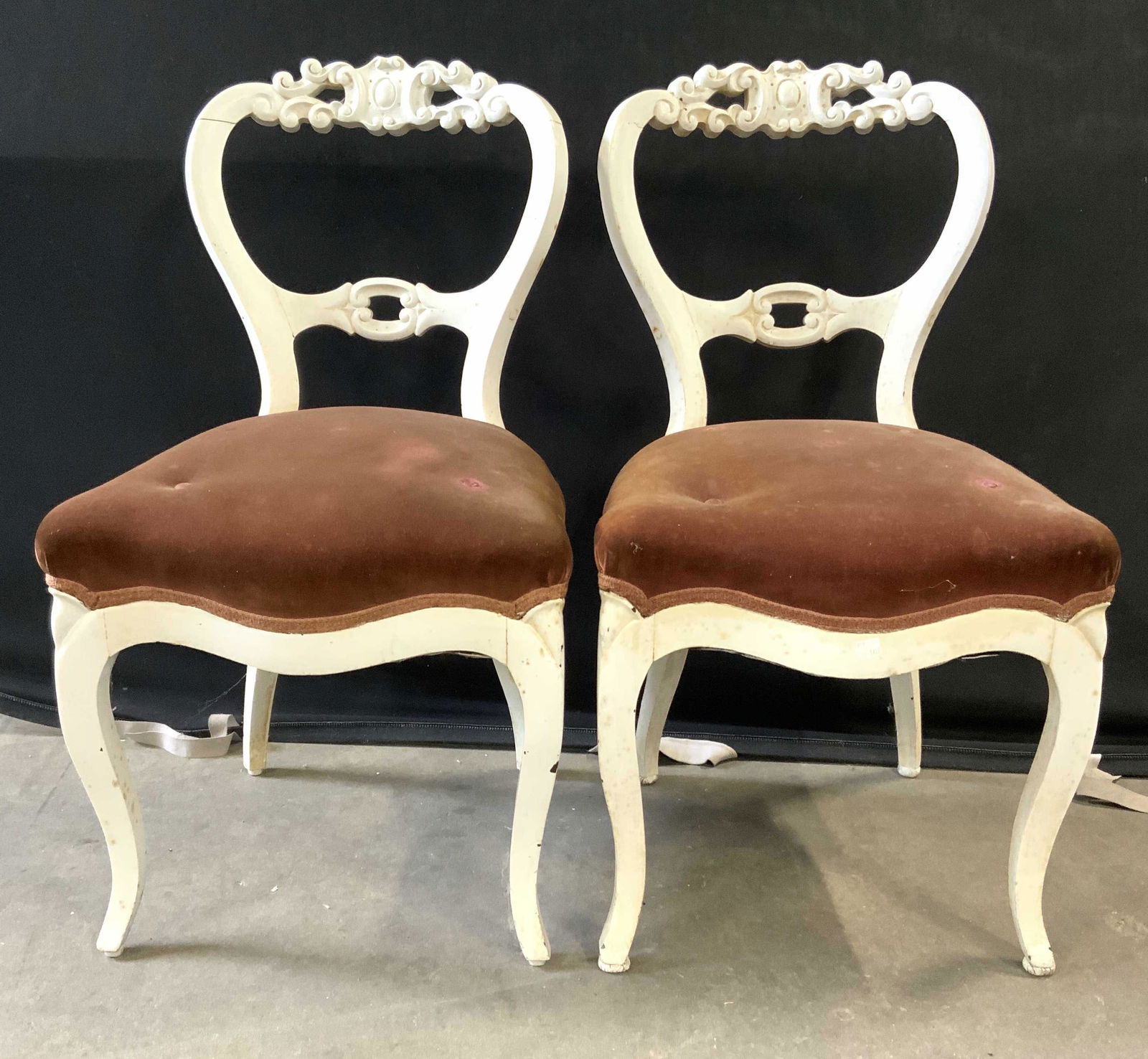 Pair Antique Balloon Back Victorian Style Chairs (1 of 10)