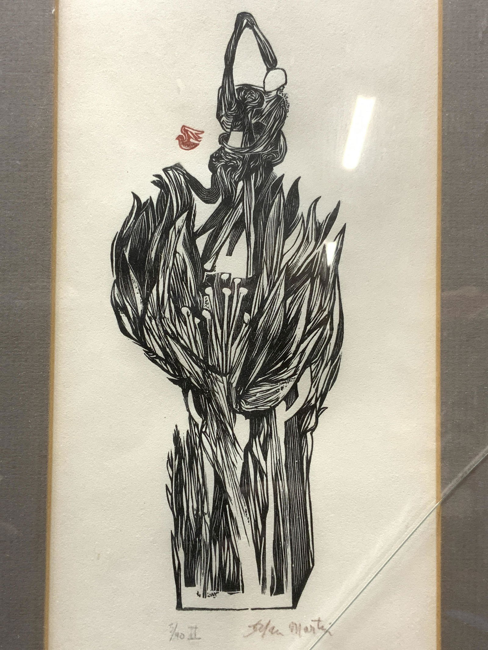 Signed Symbolist Engraving With Poem (1 of 6)