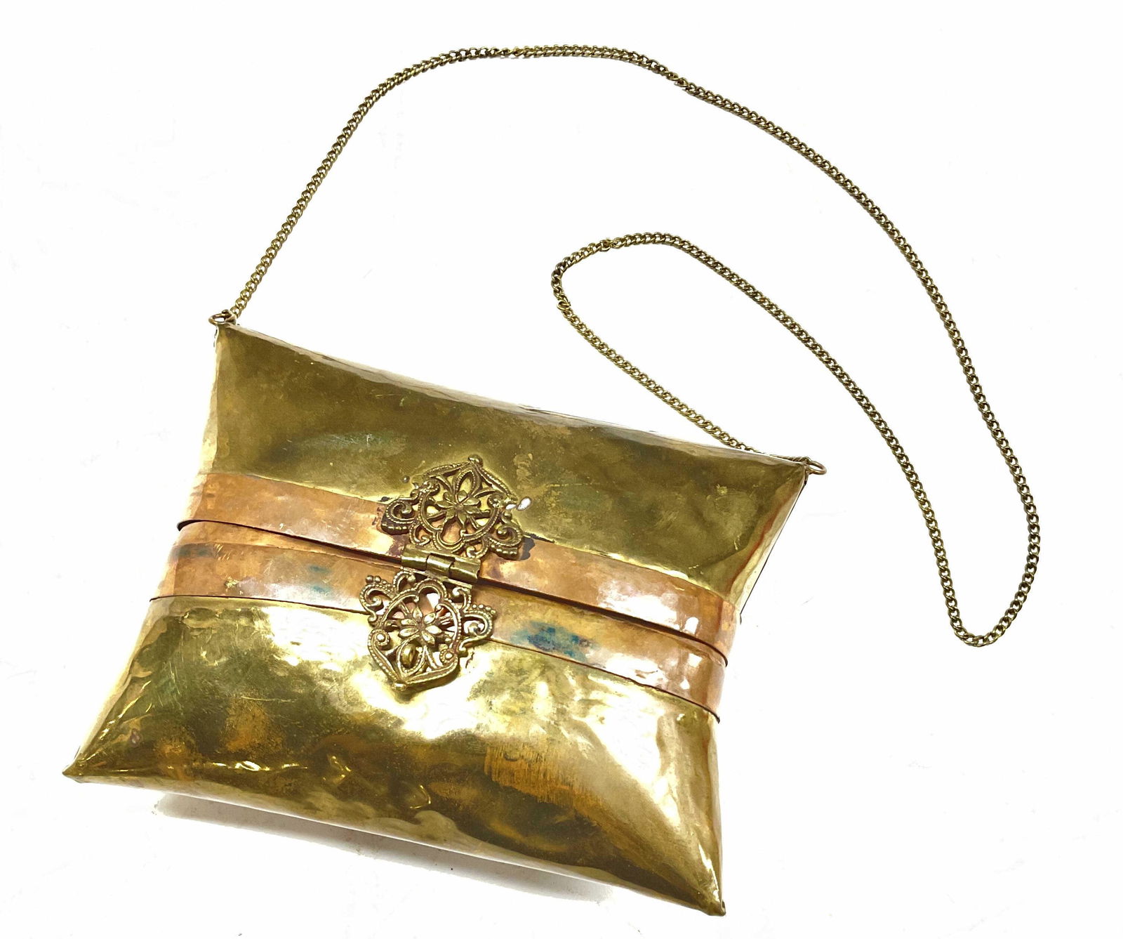 Hammered Brass & Copper Evening Shoulder Bag (1 of 5)