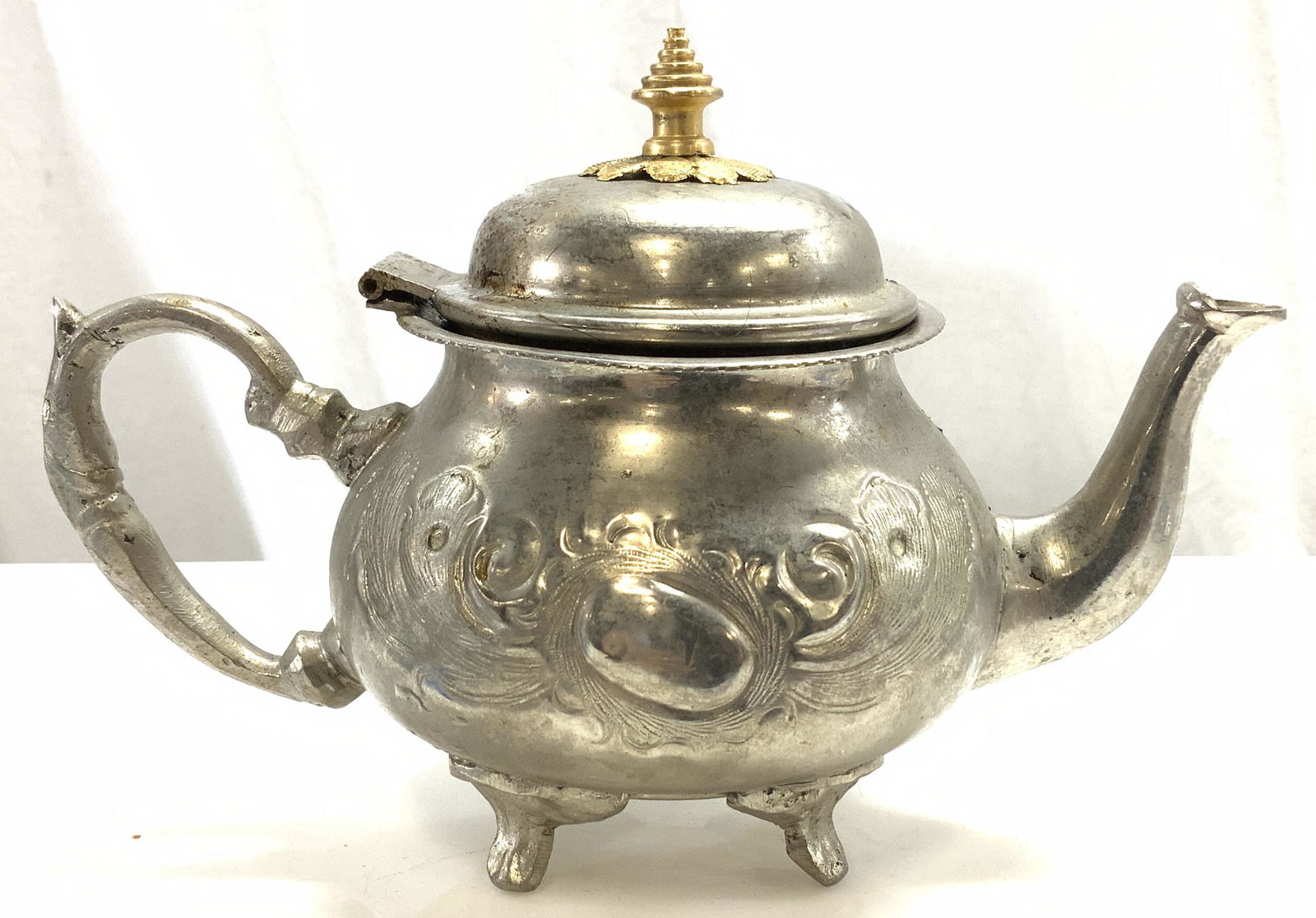 Vintage Victorian Style Metal Tea Pot, Sgn (1 of 5)