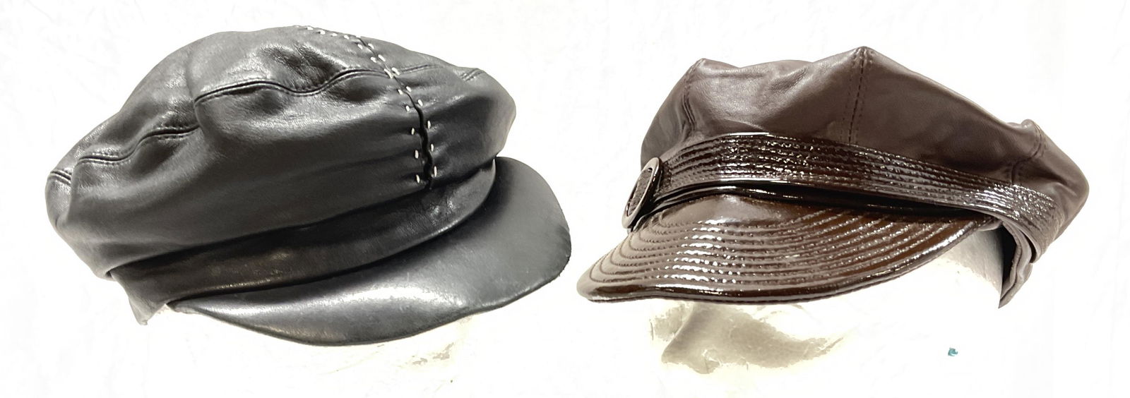 Lot 2 Biker Style Hats, Leather (1 of 6)