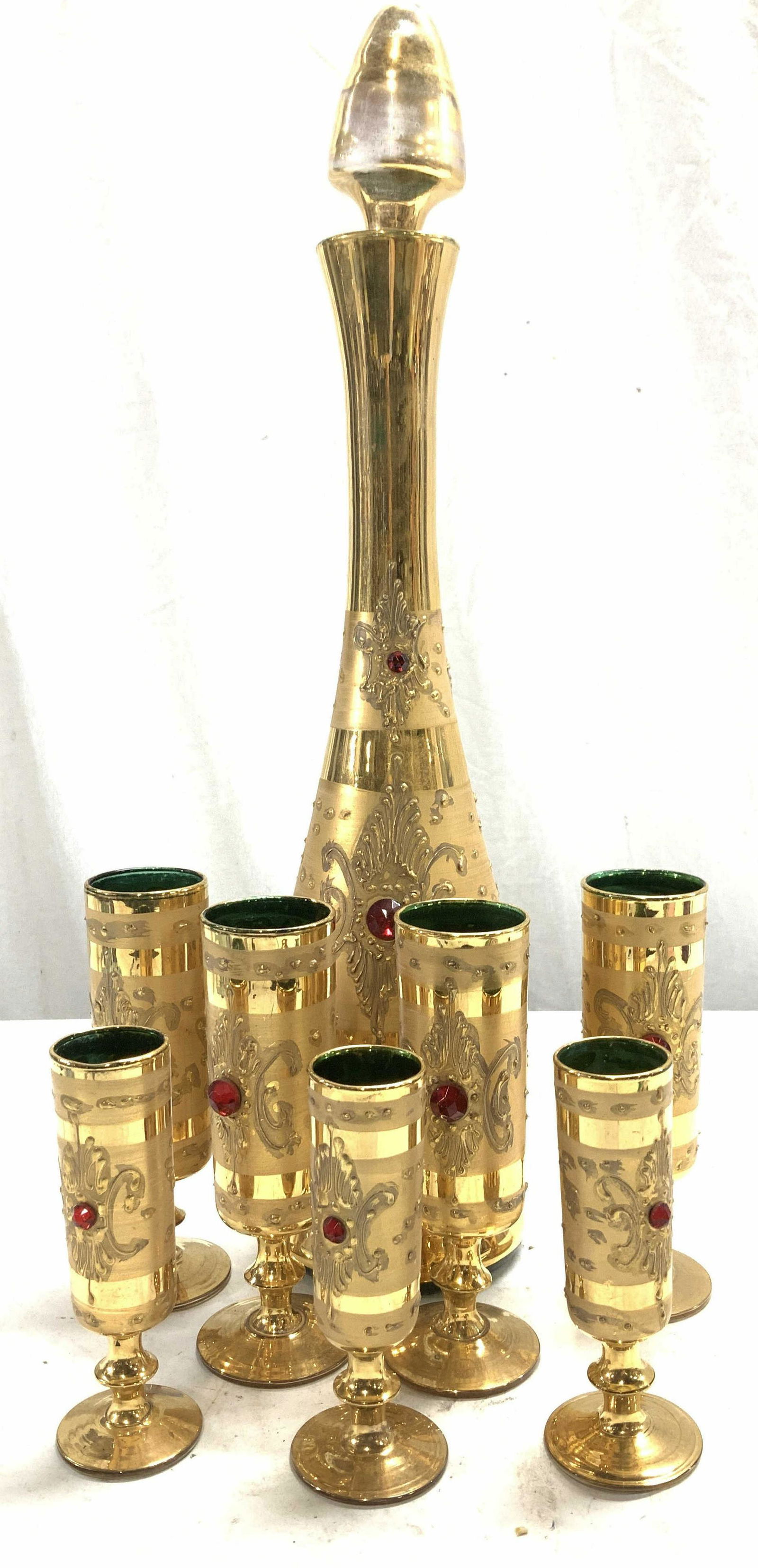 Set 8 Gilt Bohemian Decanter and Glassware (1 of 7)