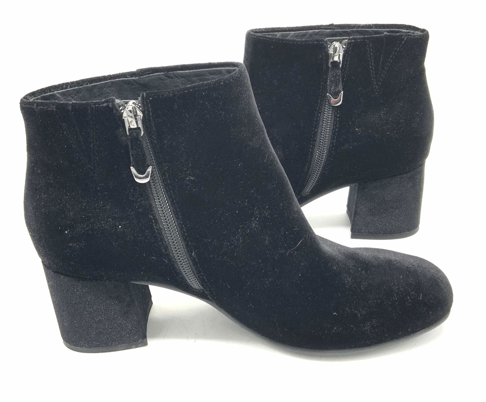 EARTHIES Black Velvet Heeled Ankle Boots (1 of 5)