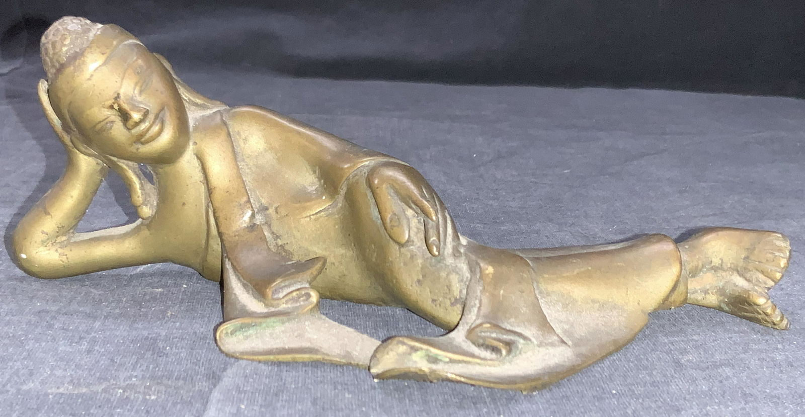 Vintage Solid Brass Reclining Buddha Figure (1 of 6)