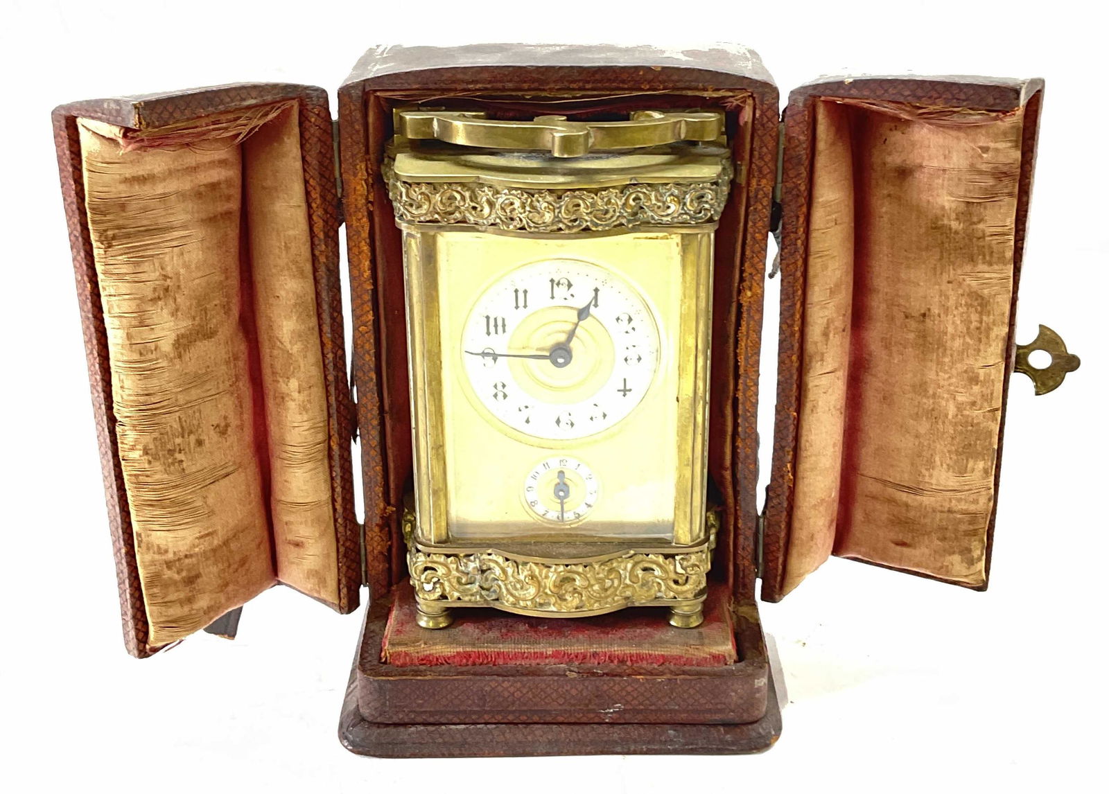 Vintage Carriage Clock W Beveled Glass & Case (1 of 8)