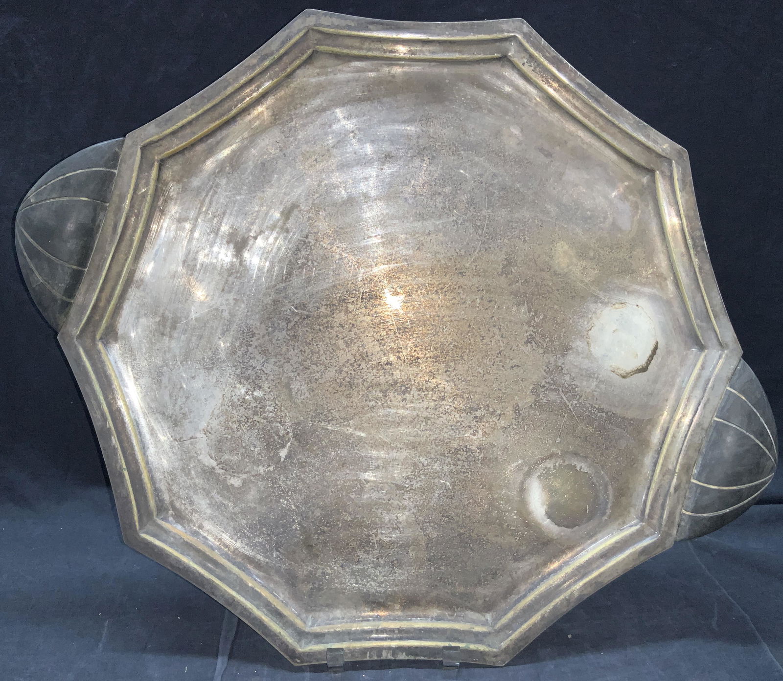 Vintage White Metal Serving Tray (1 of 9)