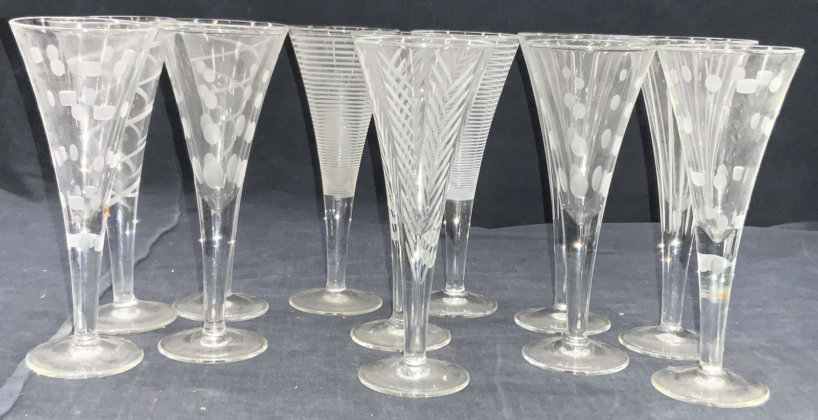 12 Vintage Clear Glass Patterned Stemware (1 of 9)