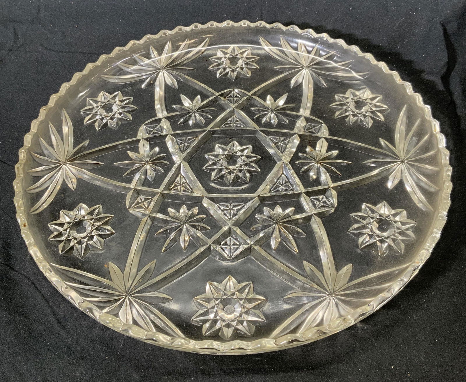 Vintage Large Decorative Cut Glass Tray (1 of 4)