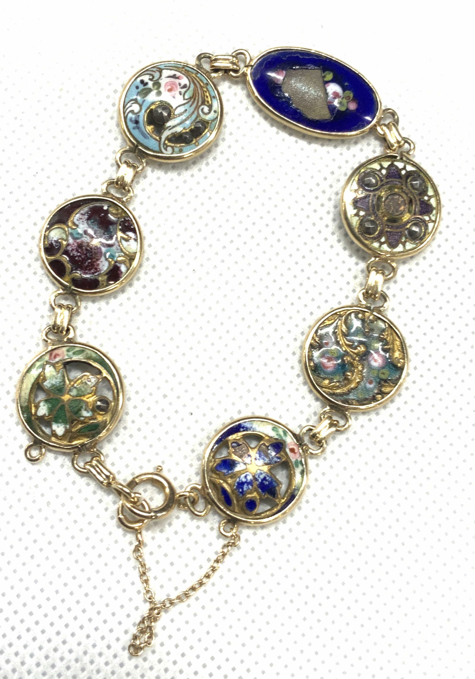 14 K Gold Vintage Cloisonne Bracelet (1 of 6)