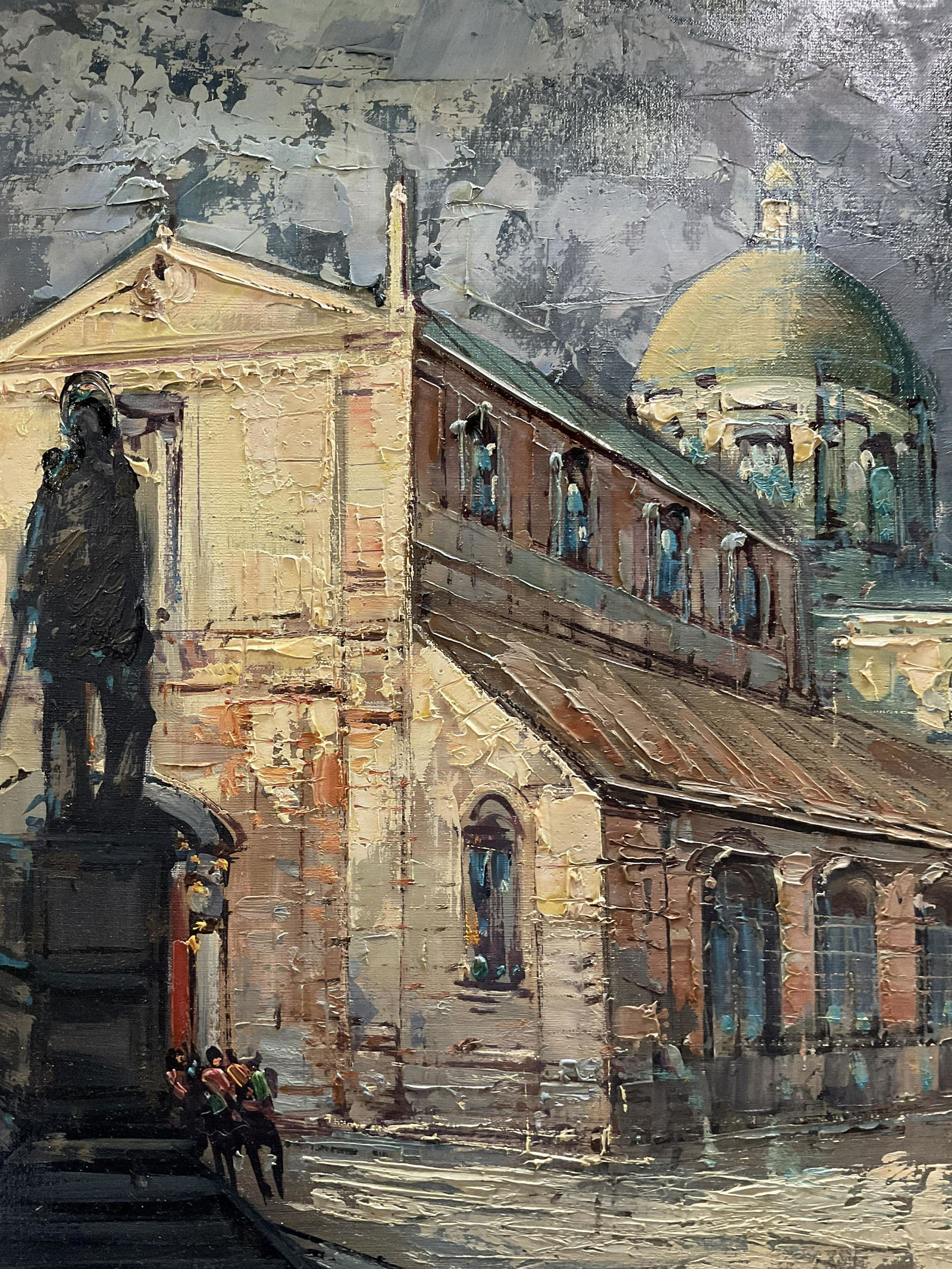 A VALERIO Signed Oil Painting, Statue with Sword (1 of 8)