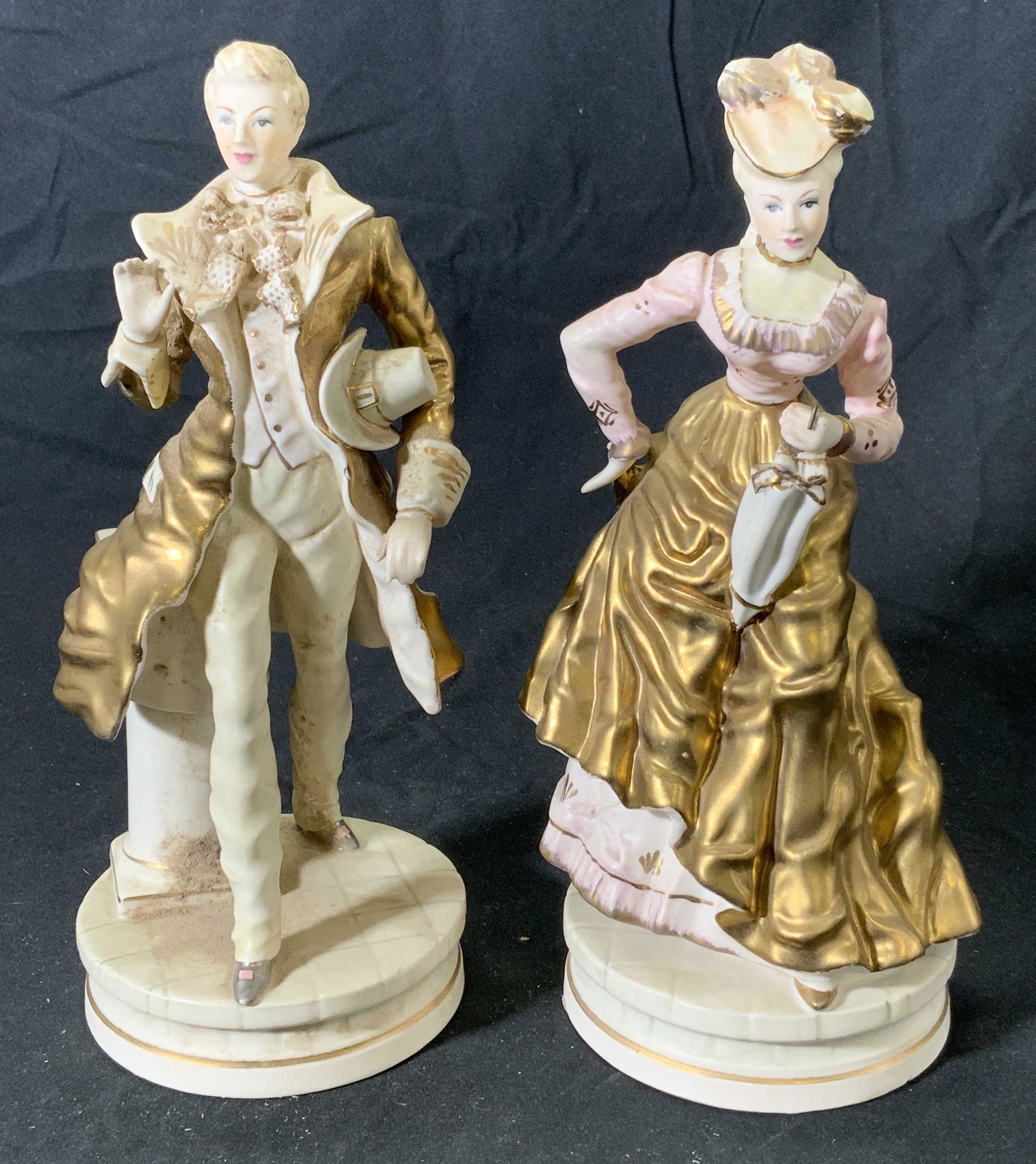 Lot 2 Vintage Gilt Porcelain Figural Statues (1 of 5)
