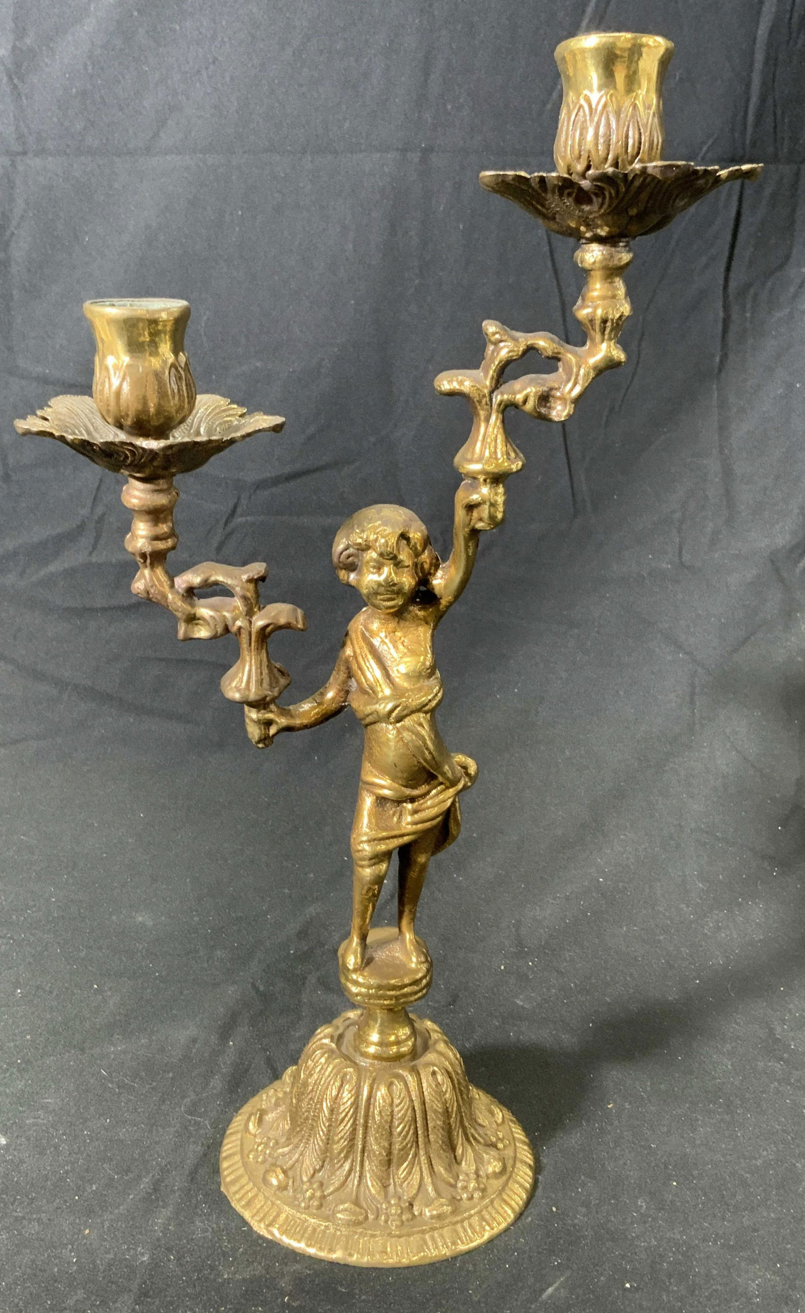 Vintage Embossed Brass Figural Candelabra (1 of 6)