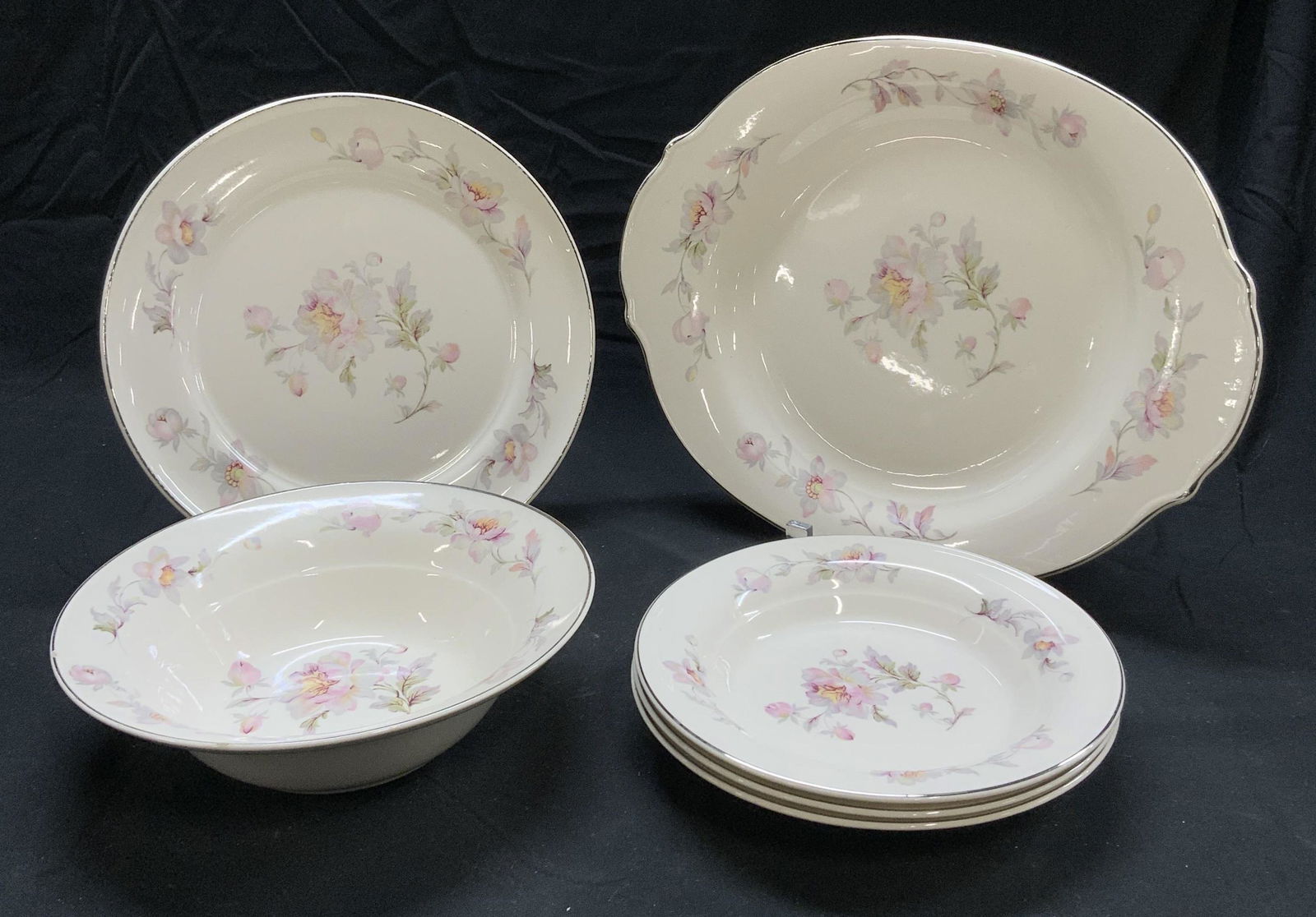 Lot 6 LIMOGES Silver Moon Floral Plate Set (1 of 6)
