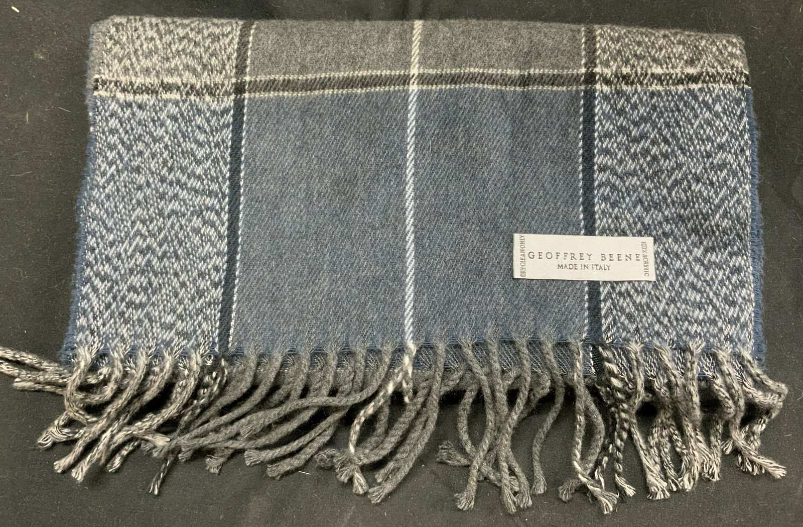 GEOFFREY BEENE Blue & Grey Plaid Scarf (1 of 4)
