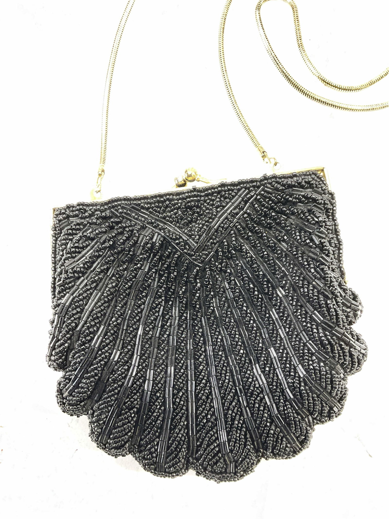 Small Black Sequined Evening Shoulder Clutch (1 of 4)