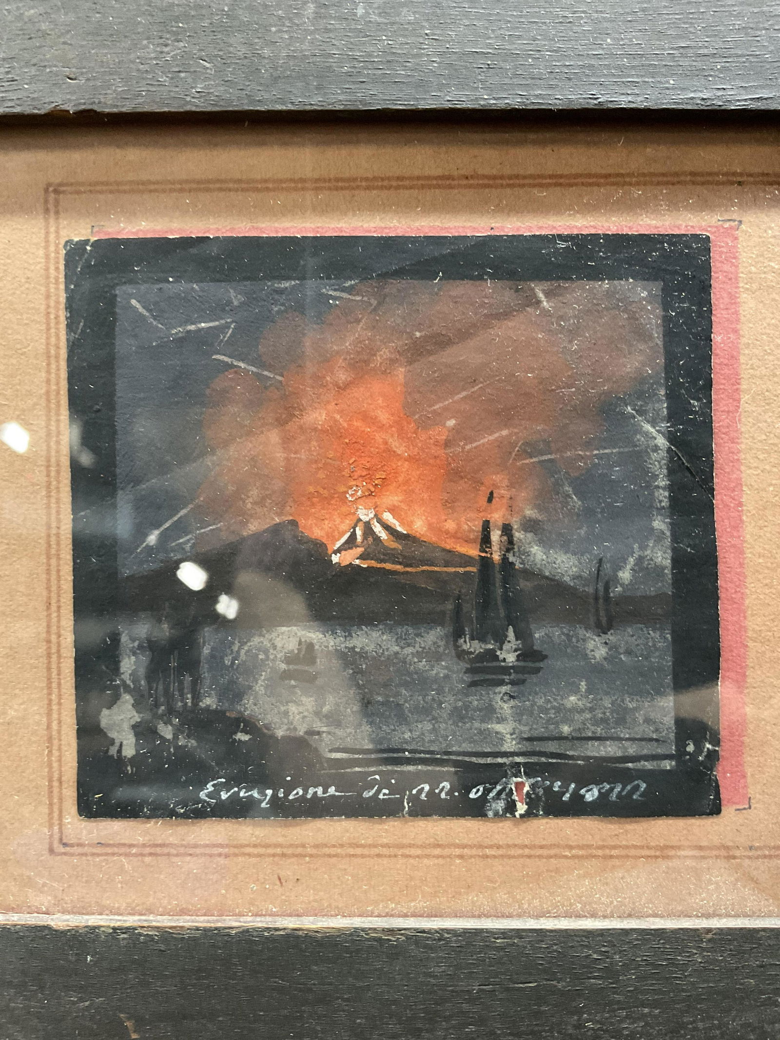 Gouache Painting of an Erupting Volcano (1 of 4)