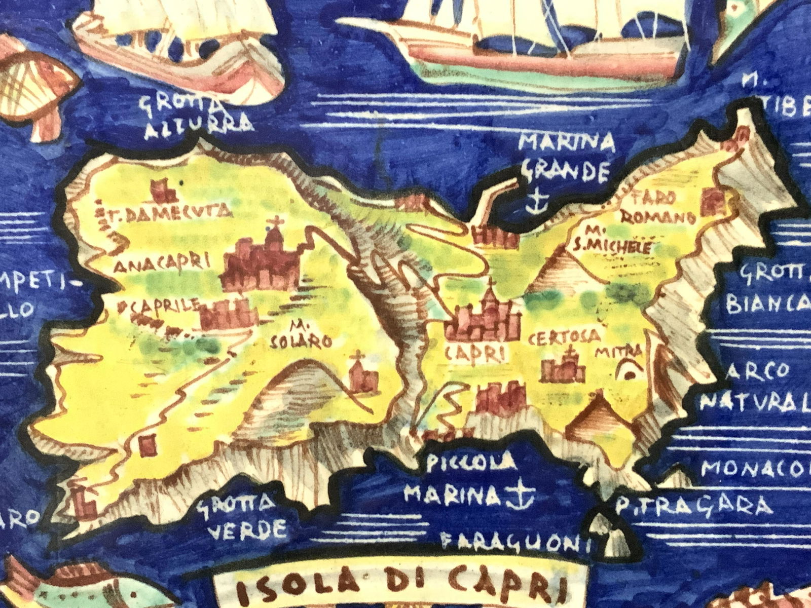 Hand Painted & Framed Tile of Capri, Italy (1 of 6)