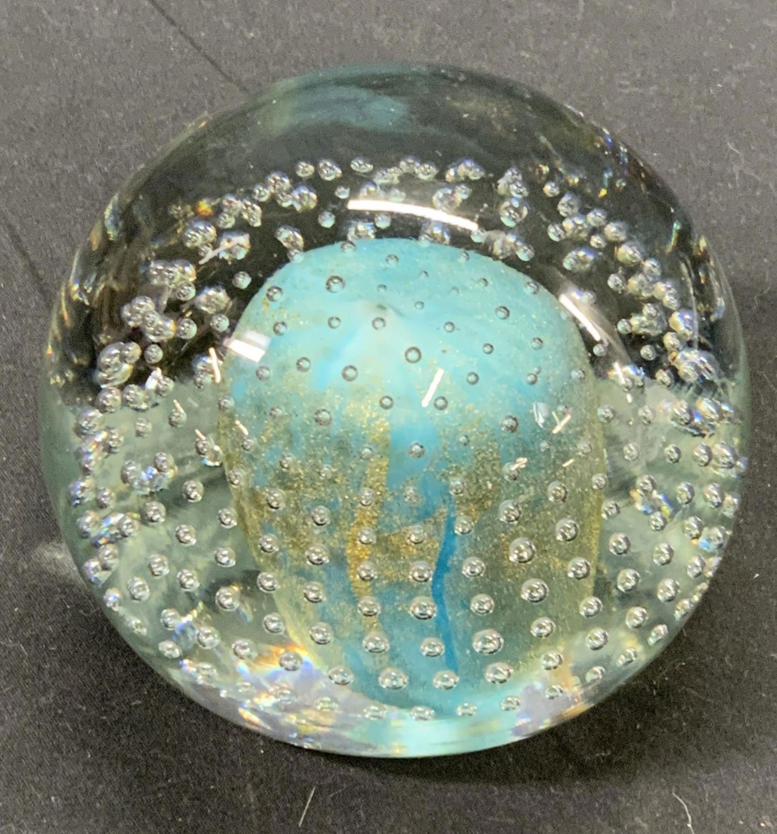 MURANO Style Bubble Glass Iridescent Paperweight (1 of 4)