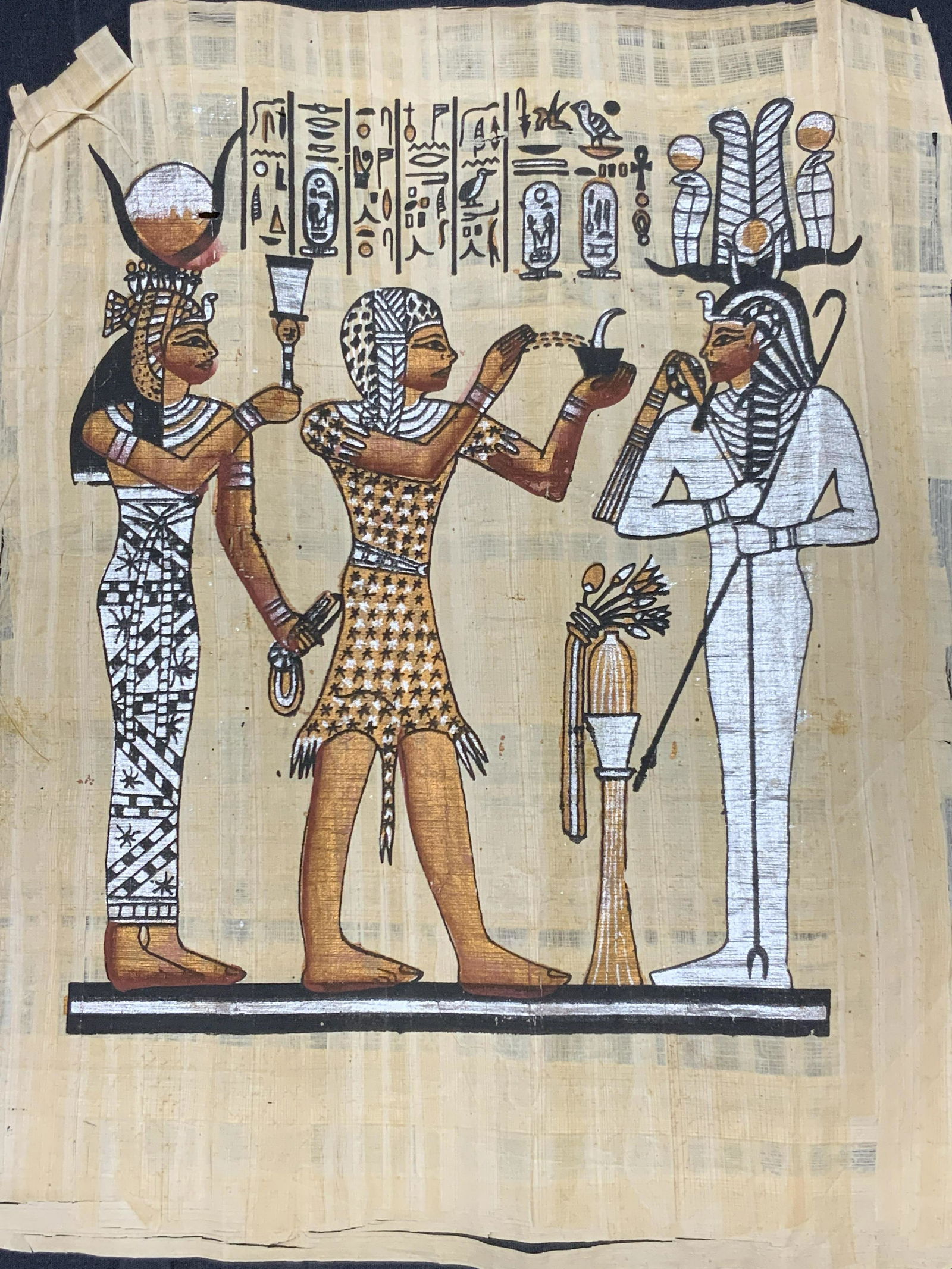 Hand Painted Papyrus Egyptian Pharaoh Print (1 of 7)