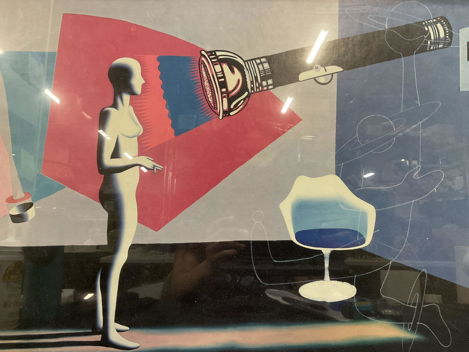 MARK KOSTABI Surrealist Offset Lithograph: MARK KOSTABI Surrealist Offset Lithograph, inscriptions read ‘Mark KOSTABI September 6 to October 11, 1986: Ronald Feldman Fine Arts, 31 Mercer Street, New York’, ‘Dealing with Mr Know it All 19