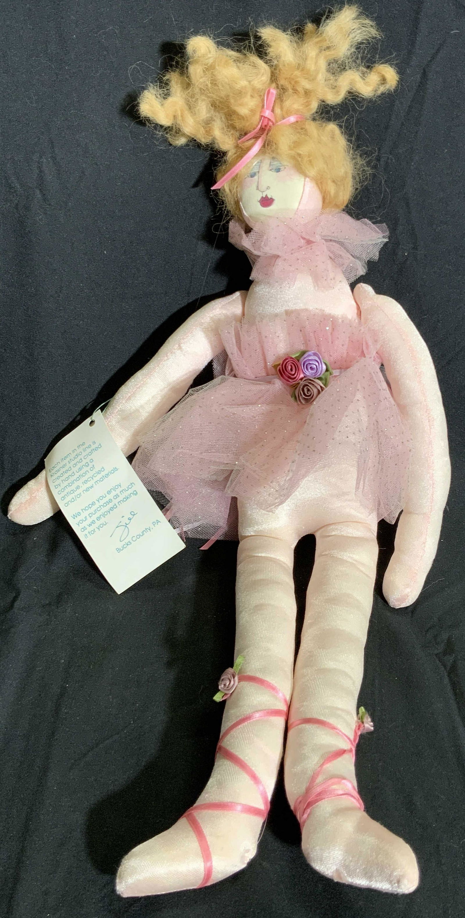 JILL KRASNER Handcrafted Ballerina Fabric Doll (1 of 12)
