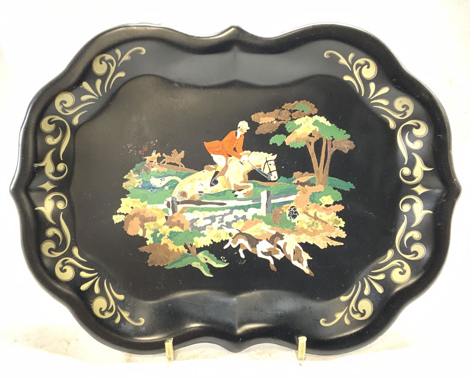 Vintage Hand Painted Decorative Metal Tray, (1 of 4)