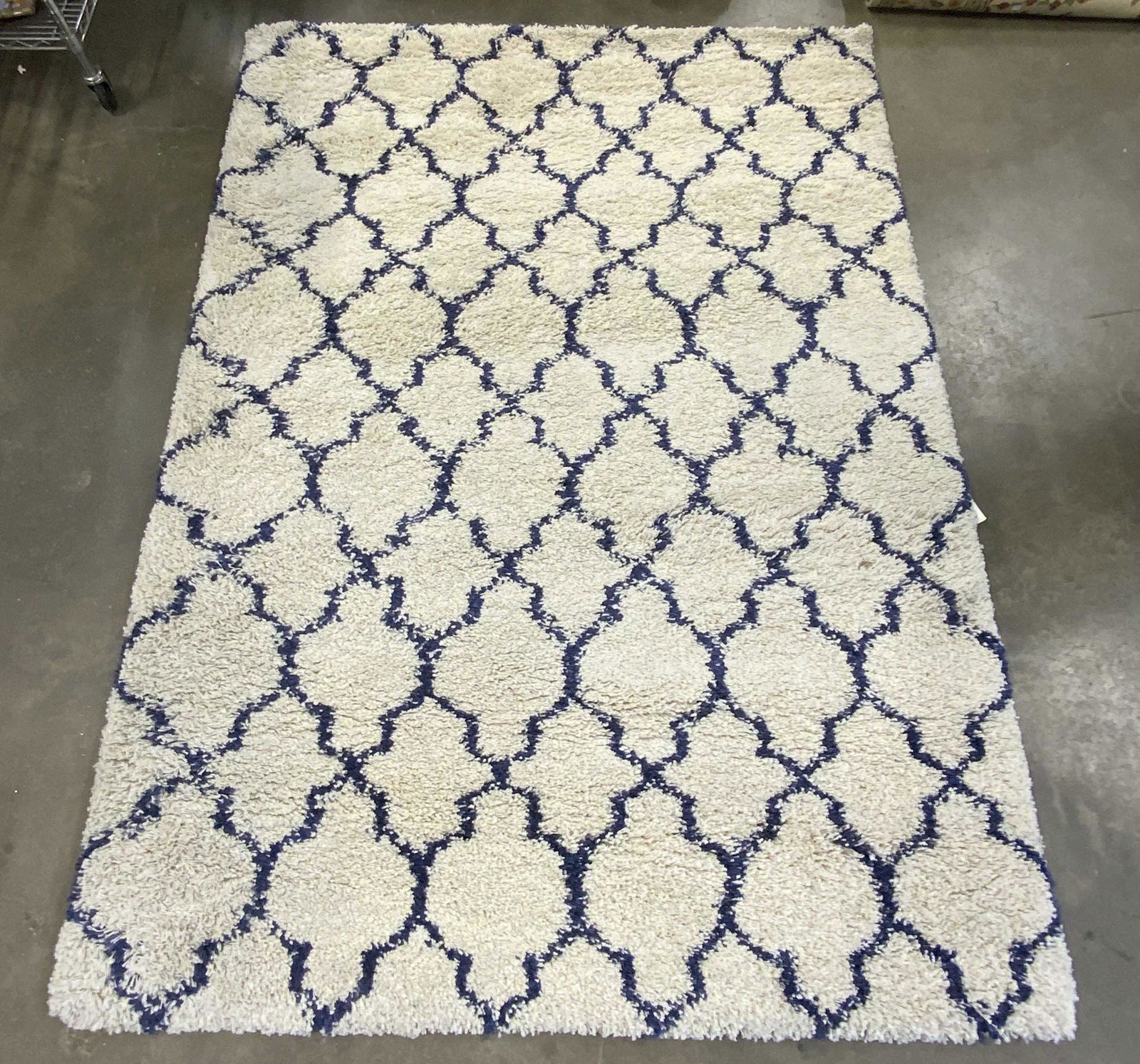 AMORE COLLECTION Blue & Cream Trellis Rug (1 of 10)